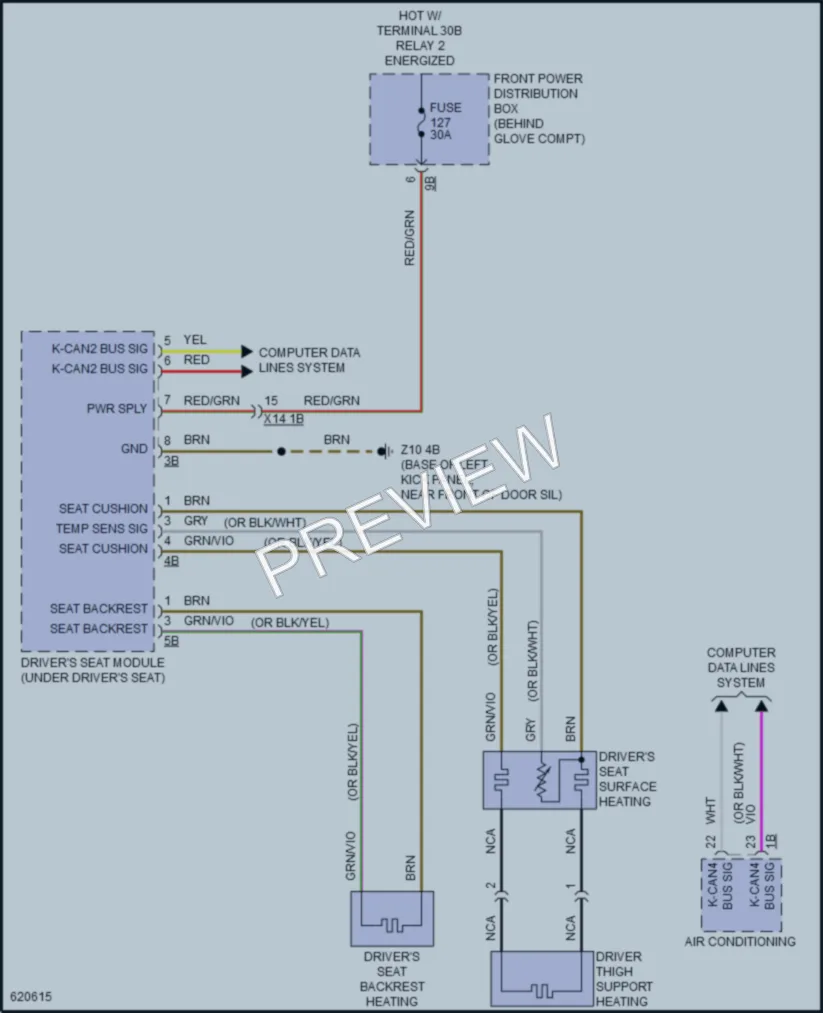 2018 BMW X2 Power Seats wiring diagram preview
