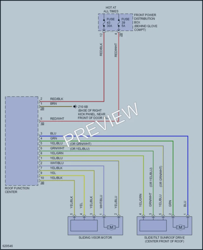 2018 BMW X2 Power Top Sunroof wiring diagram preview