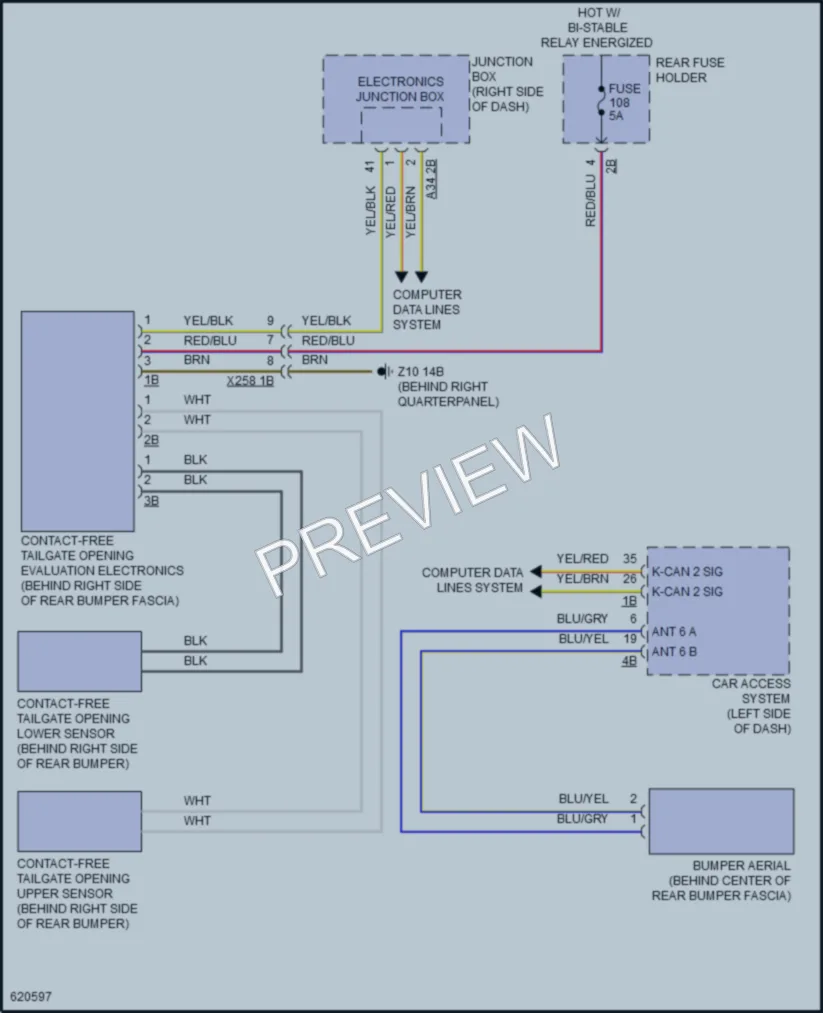 2018 BMW X4 Trunk Tailgate Fuel Door wiring diagram preview