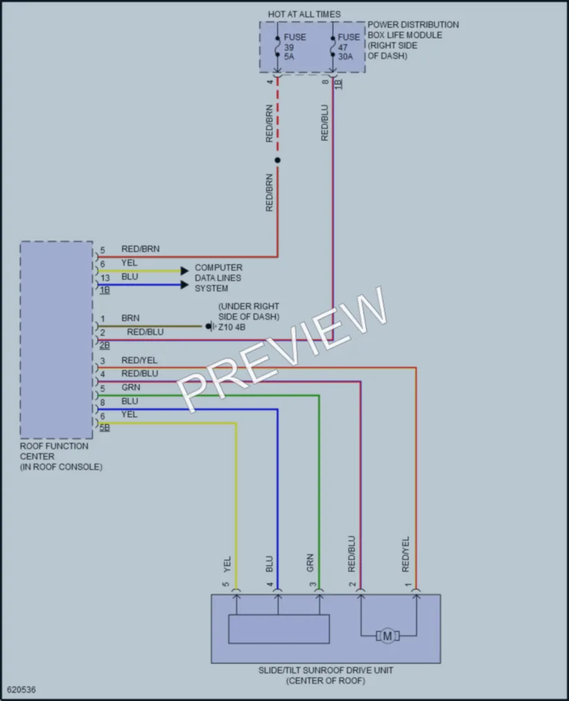 2018 BMW i3 Power Top Sunroof wiring diagram preview