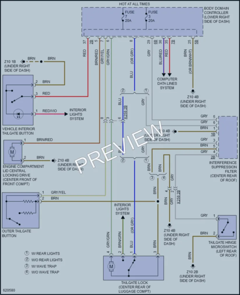 2018 BMW i3 Trunk Tailgate Fuel Door wiring diagram preview