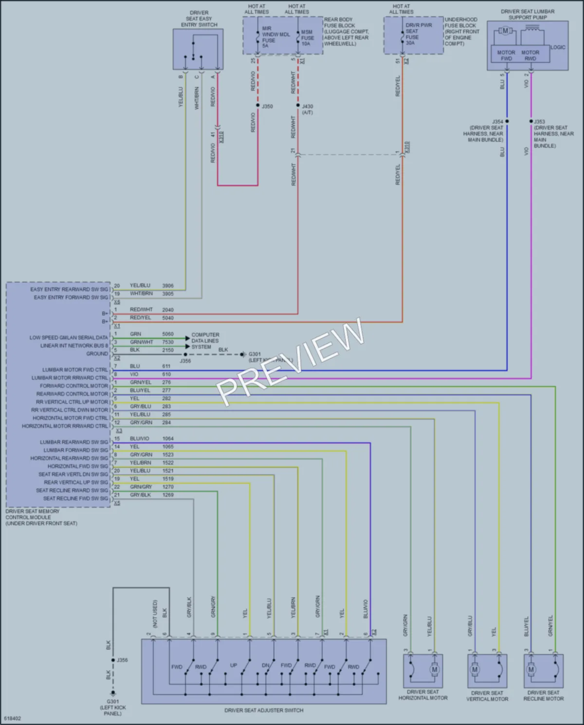 2018 Cadillac ATS Power Seats wiring diagram preview