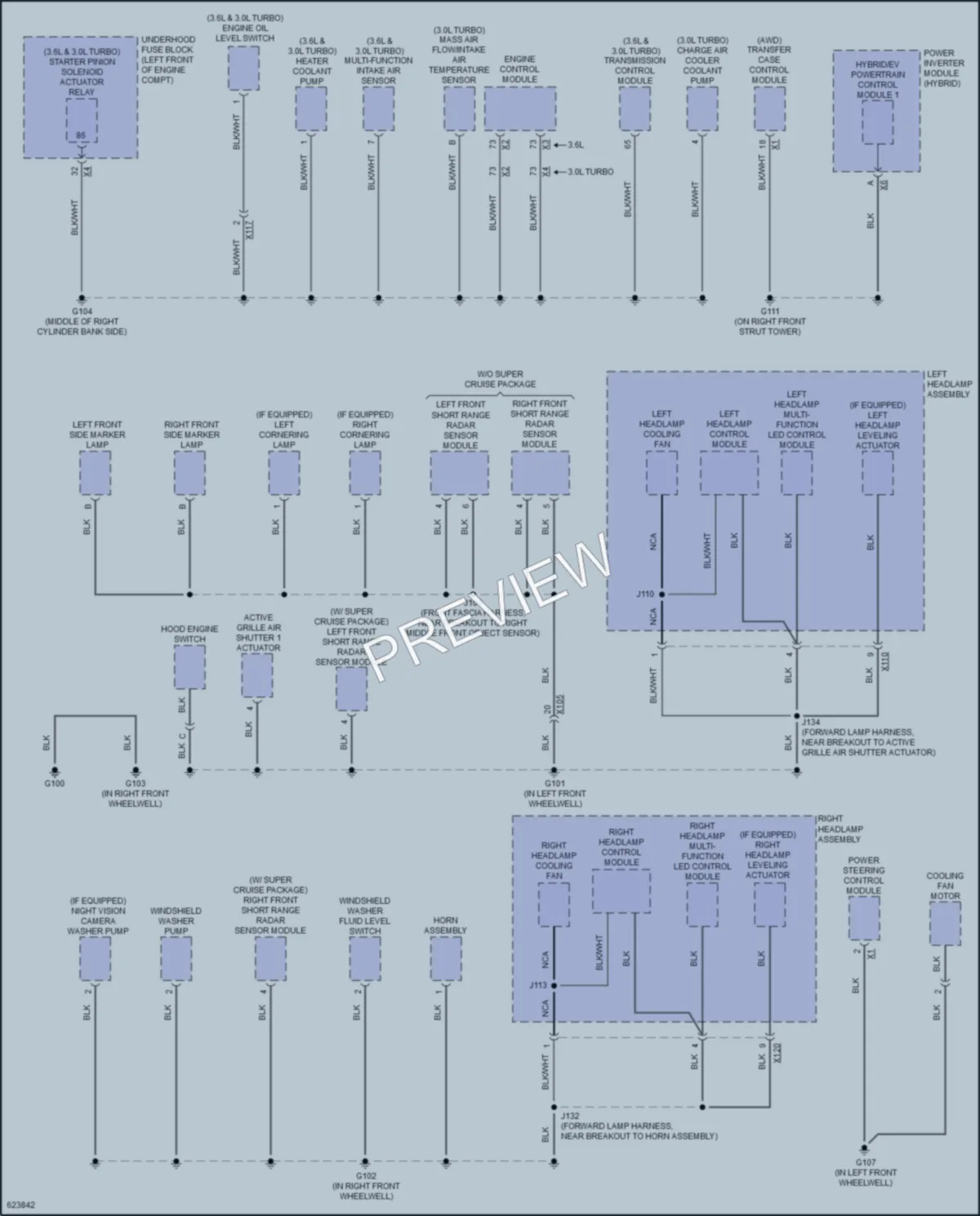 2018 Cadillac CT6 Ground Distribution wiring diagram preview
