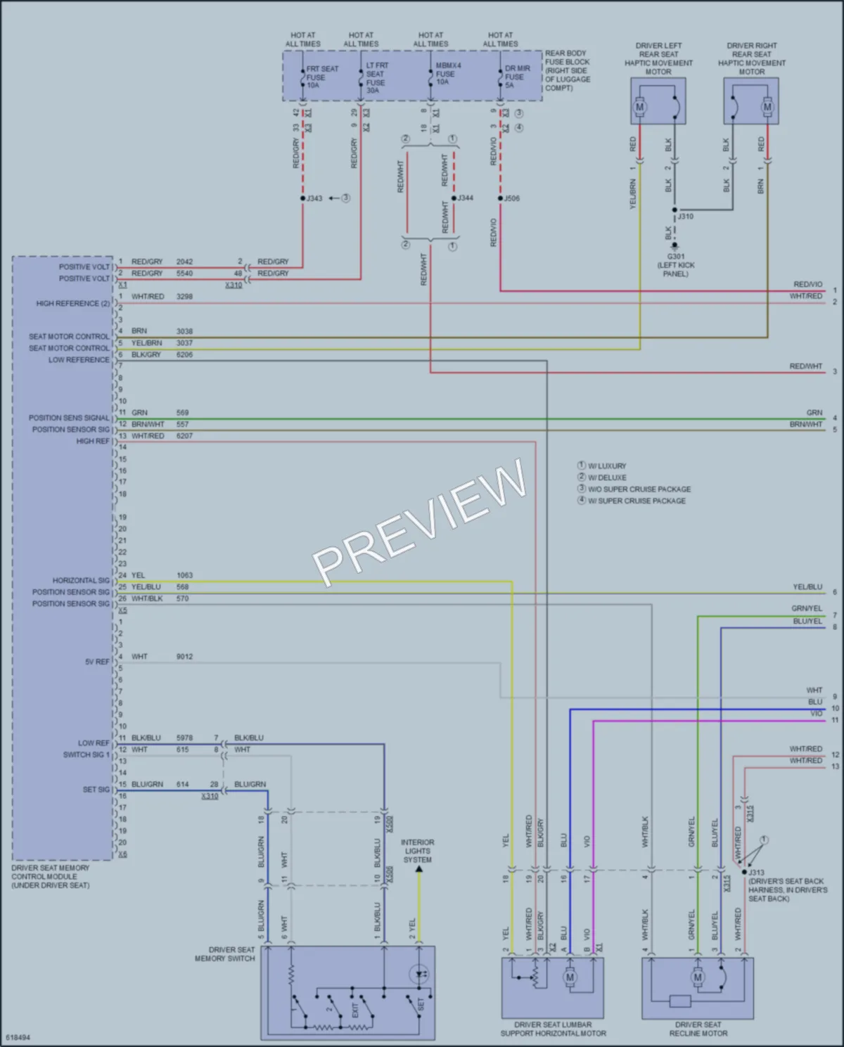 2018 Cadillac CT6 Memory Systems wiring diagram preview
