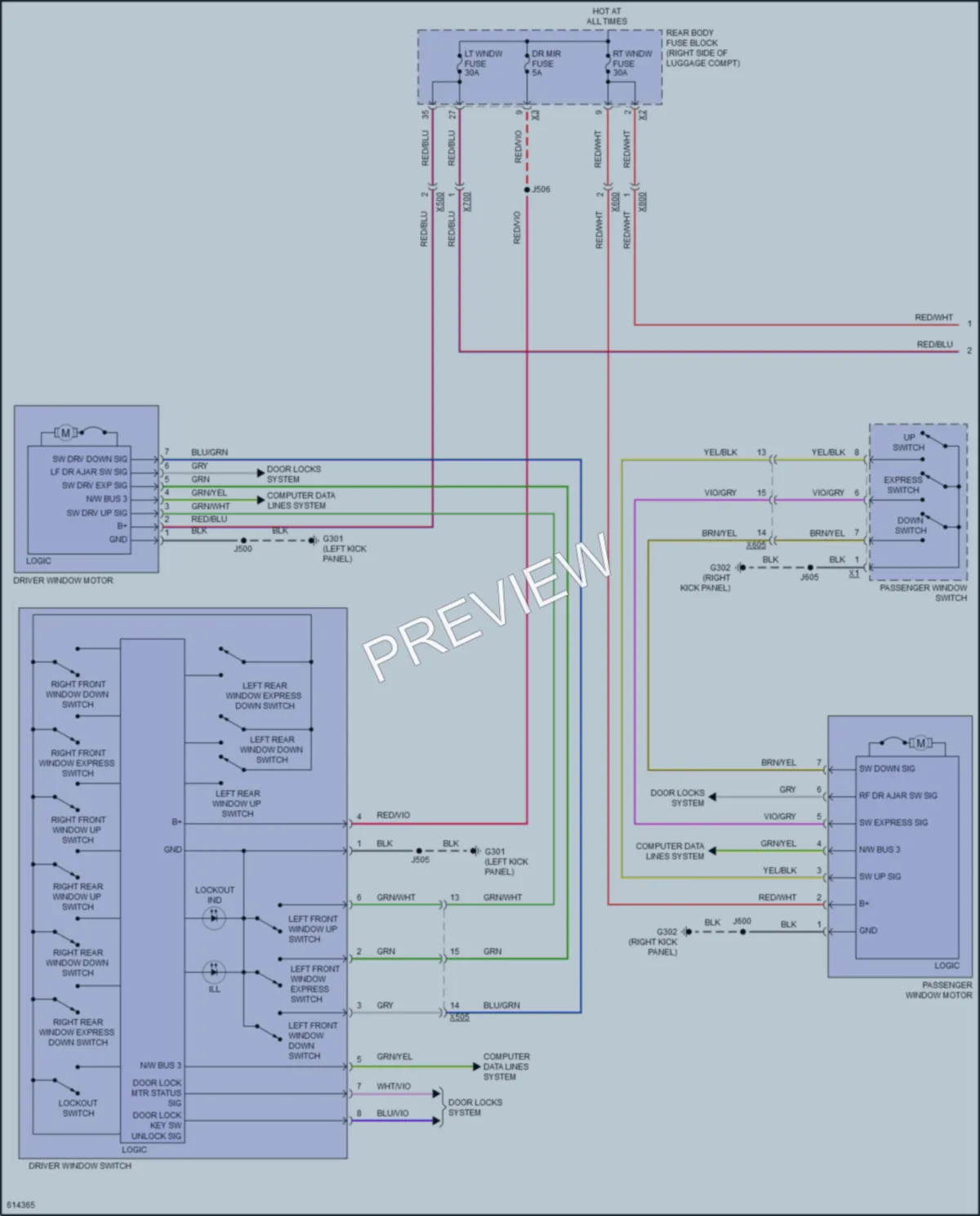 2018 Cadillac CT6 Power Windows wiring diagram preview