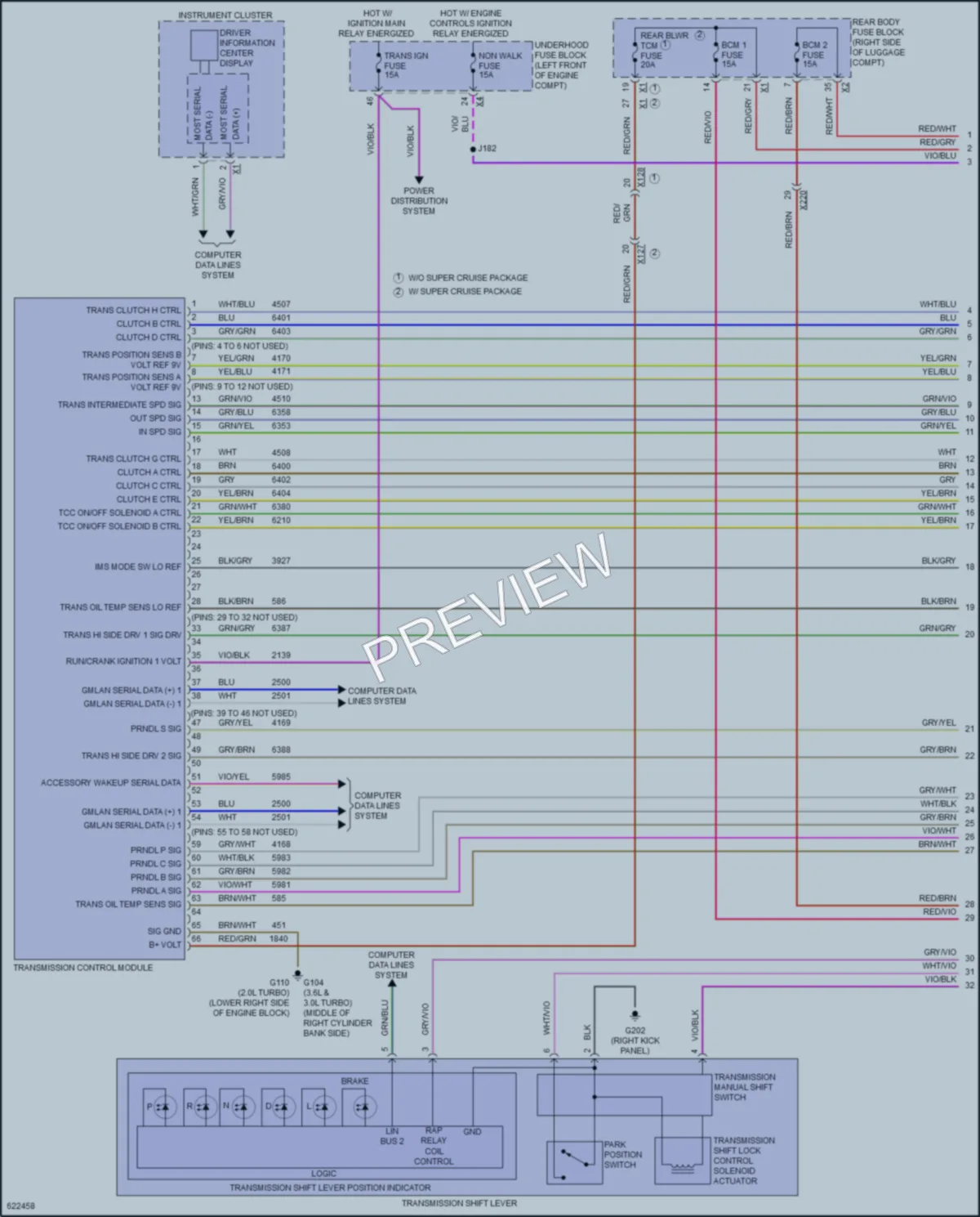2018 Cadillac CT6 Transmission wiring diagram preview