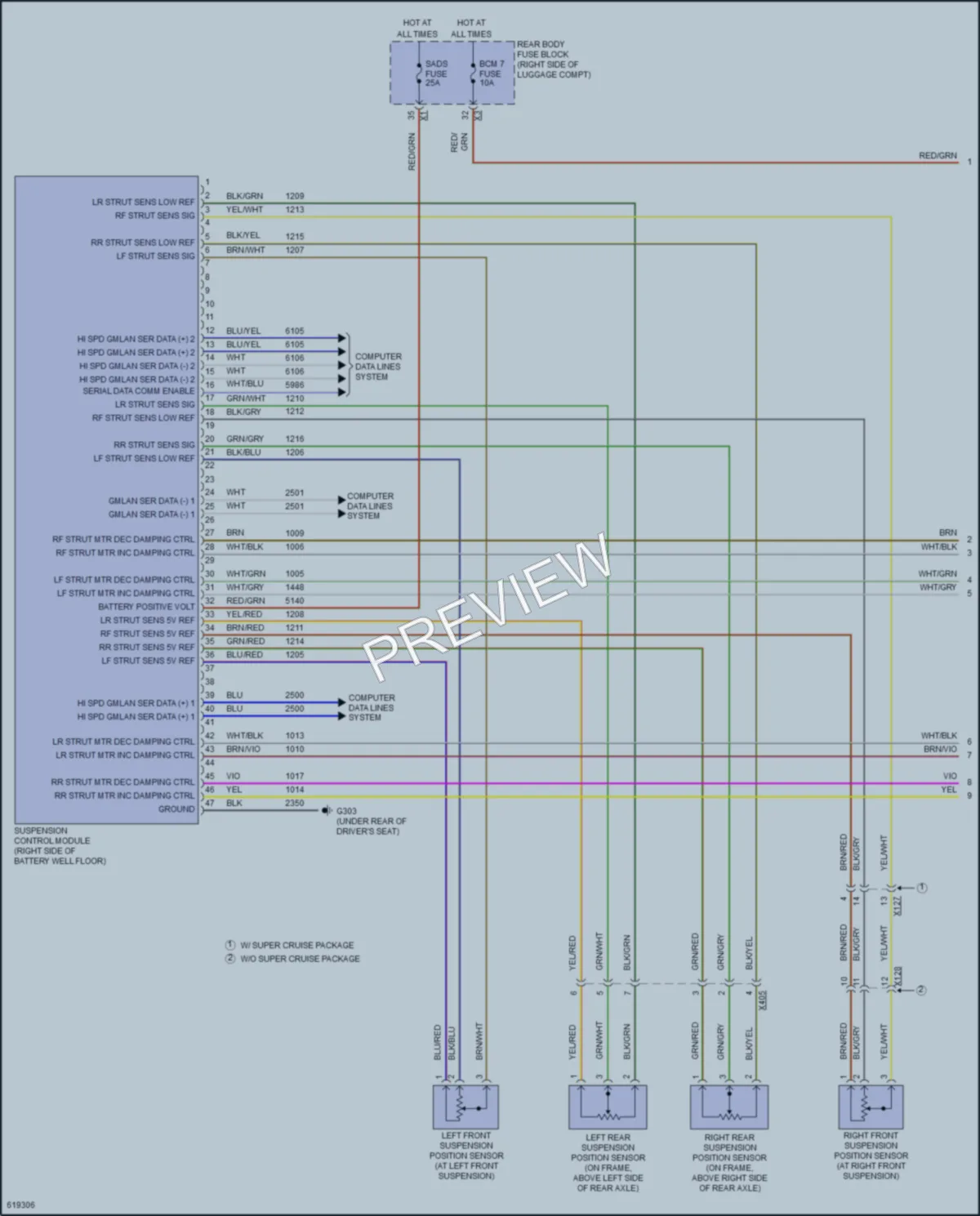 2018 Cadillac CT6PlugIn Electronic Suspension wiring diagram preview