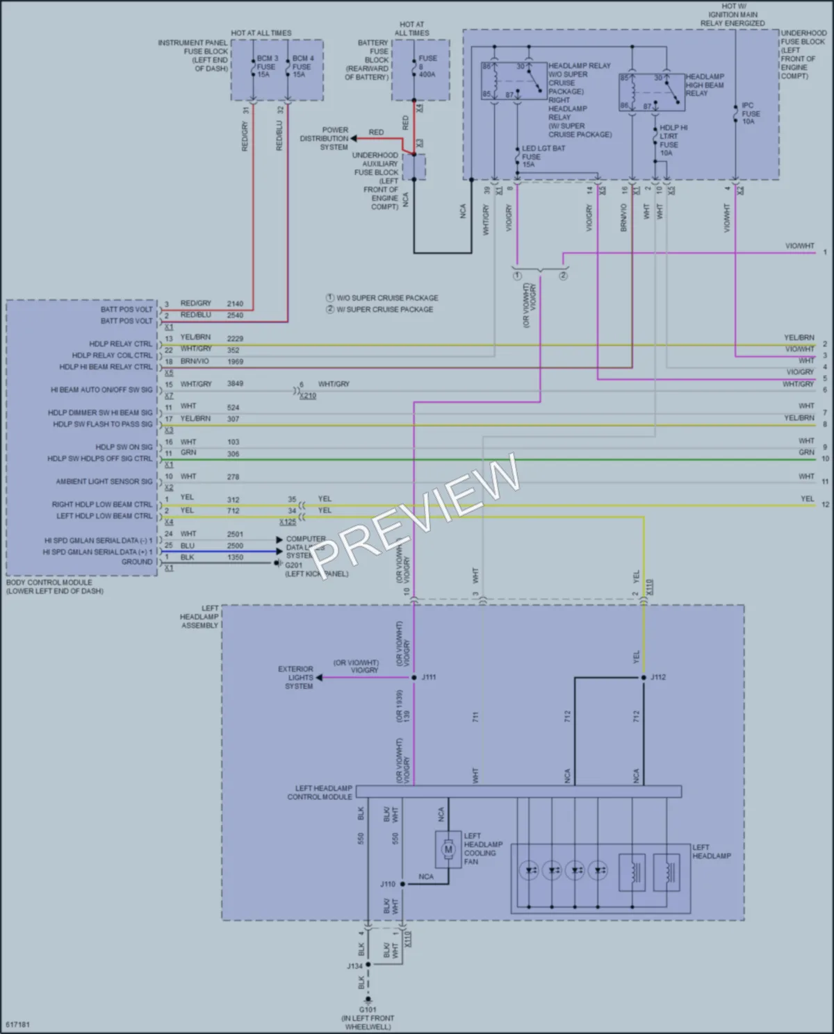 2018 Cadillac CT6PlugIn Headlights wiring diagram preview