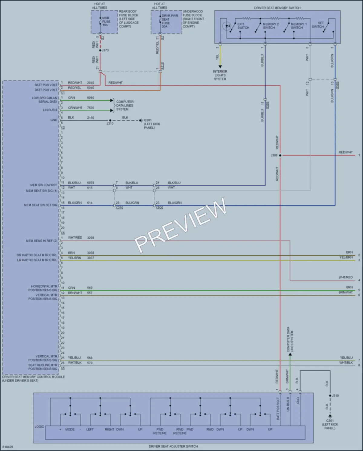 2018 Cadillac CTS Memory Systems wiring diagram preview