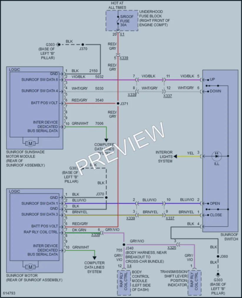 2018 Cadillac CTS Power Top Sunroof wiring diagram preview