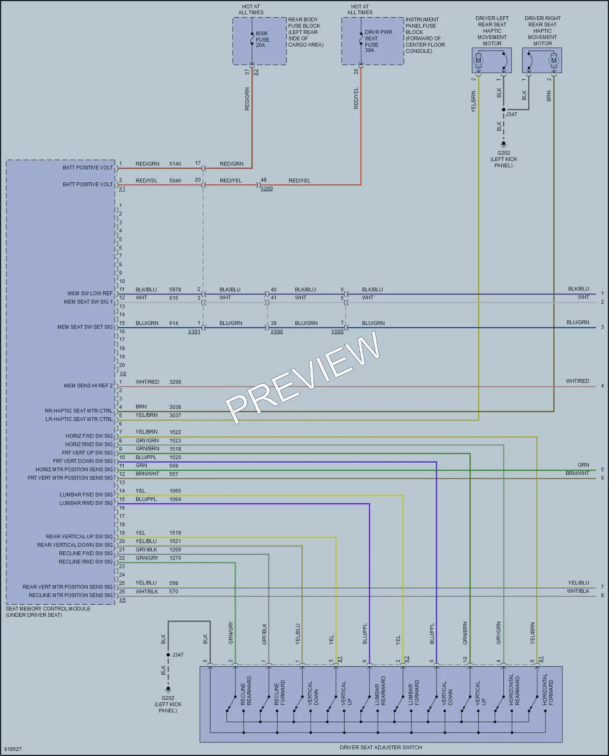 2018 Cadillac XT5 Memory Systems wiring diagram preview