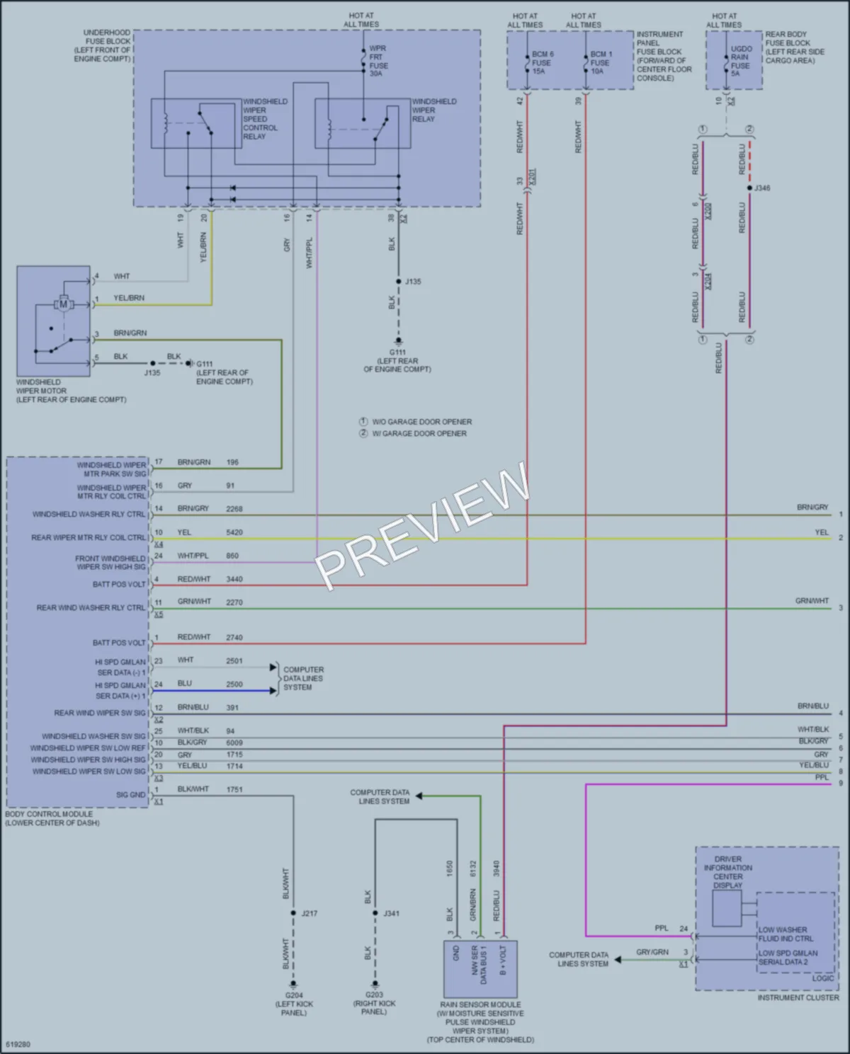 2018 Cadillac XT5 Wiper Washer wiring diagram preview