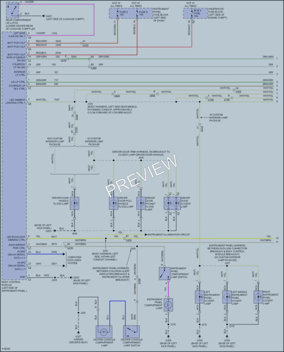 2018 Cadillac XTS Interior Lights wiring diagram preview
