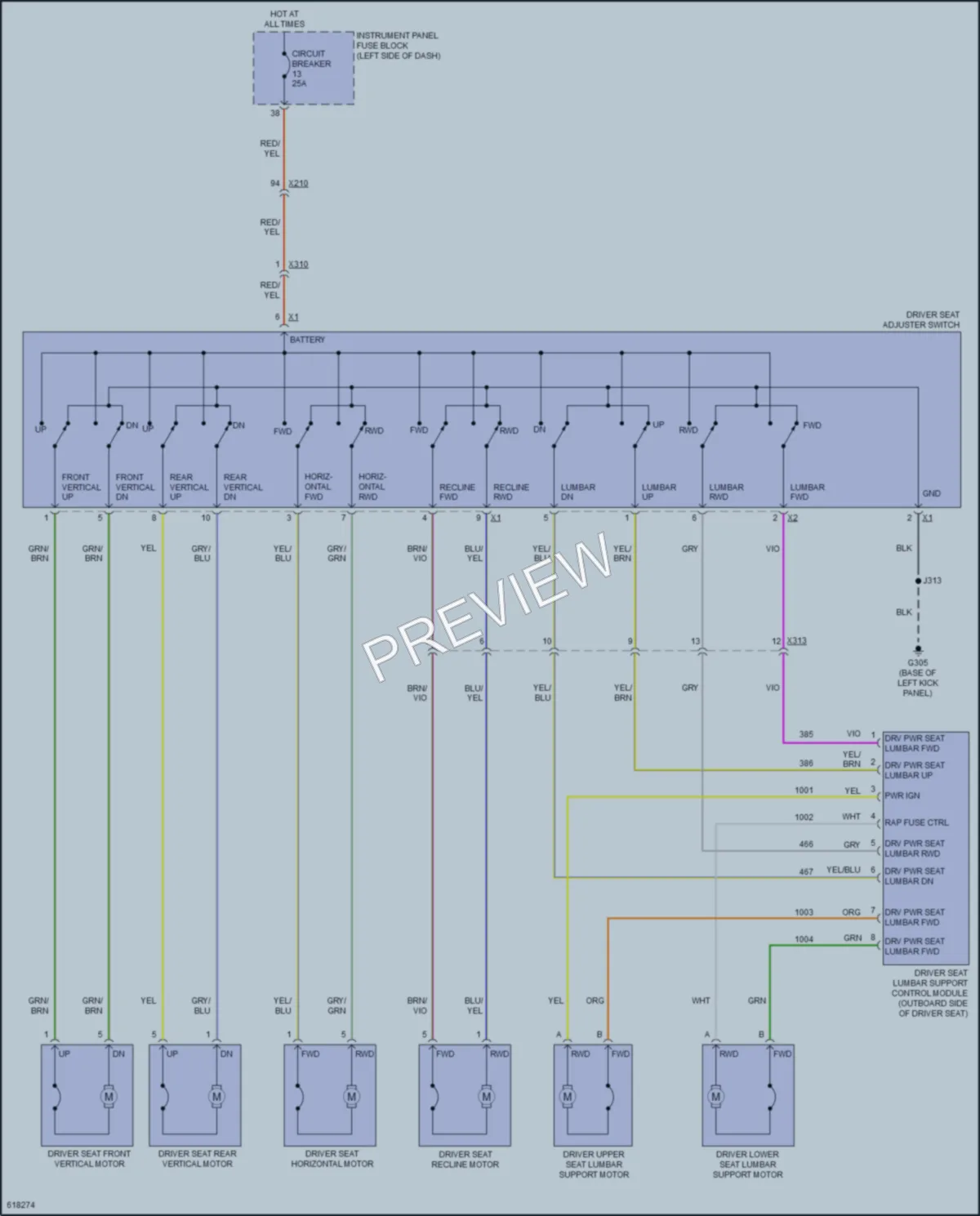 2018 Cadillac XTS Power Seats wiring diagram preview