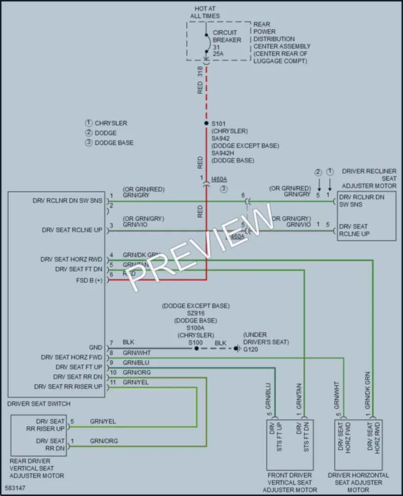 2018 Chrysler 300 Power Seats wiring diagram preview