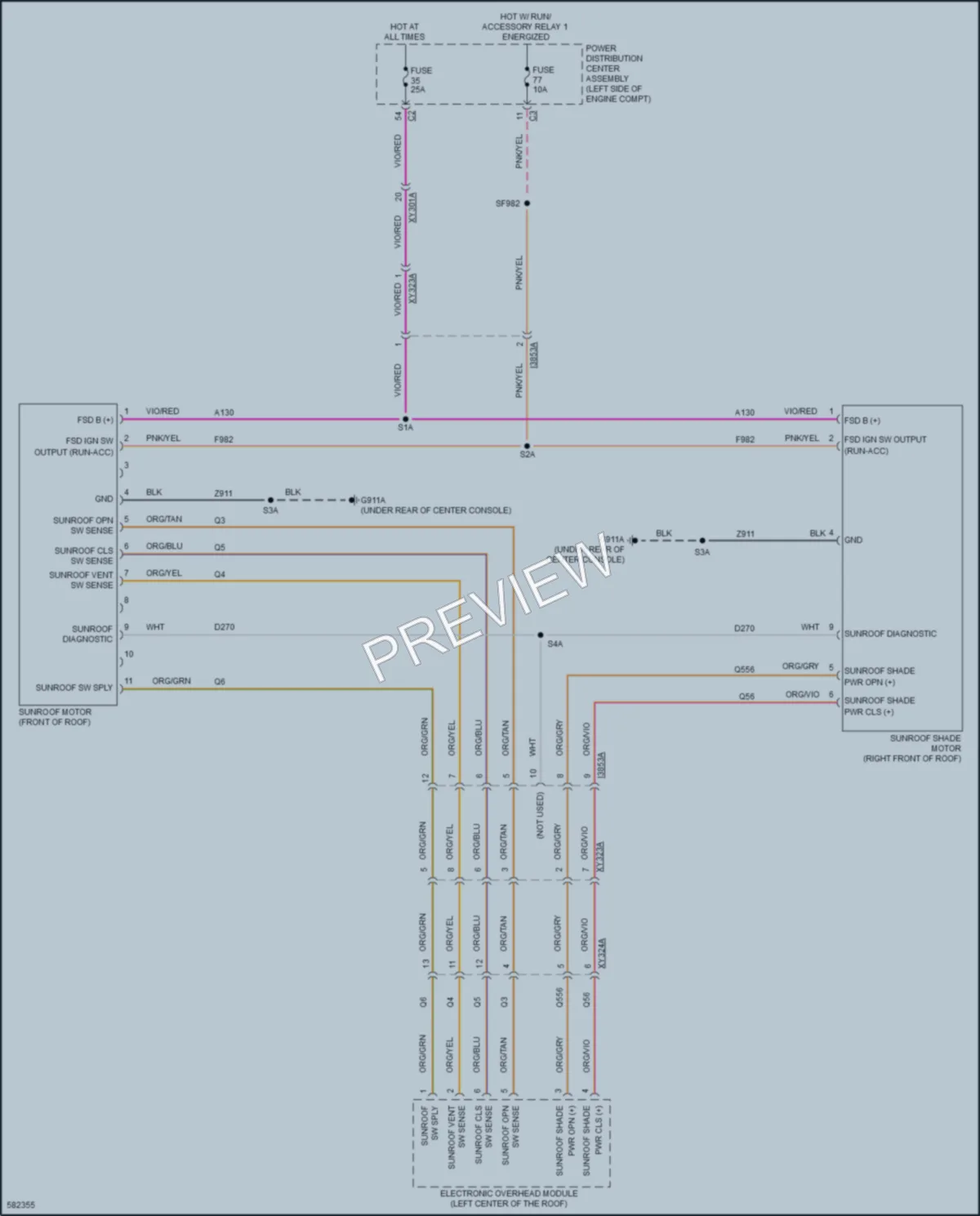 2018 Chrysler PacificaHybrid Power Top Sunroof wiring diagram preview