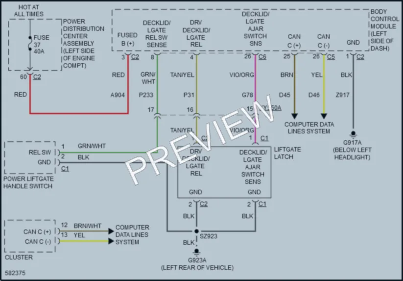 2018 Chrysler PacificaNew Trunk Tailgate Fuel Door wiring diagram preview