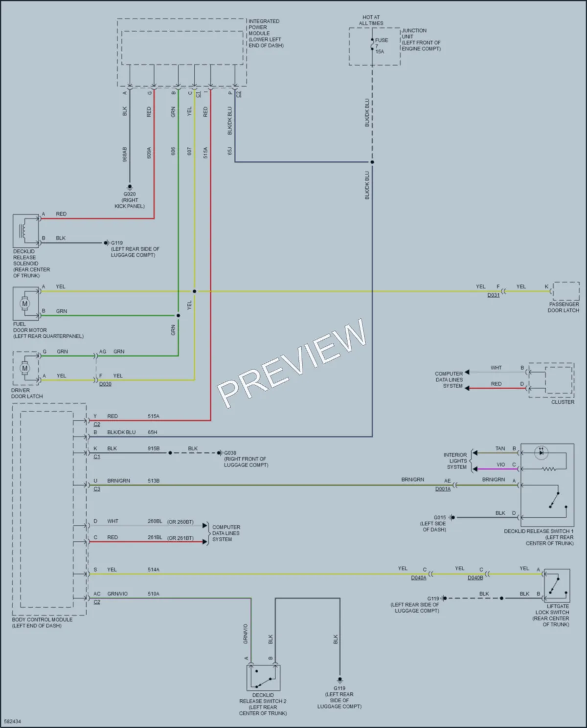 2018 Fiat 124Spider Trunk Tailgate Fuel Door wiring diagram preview