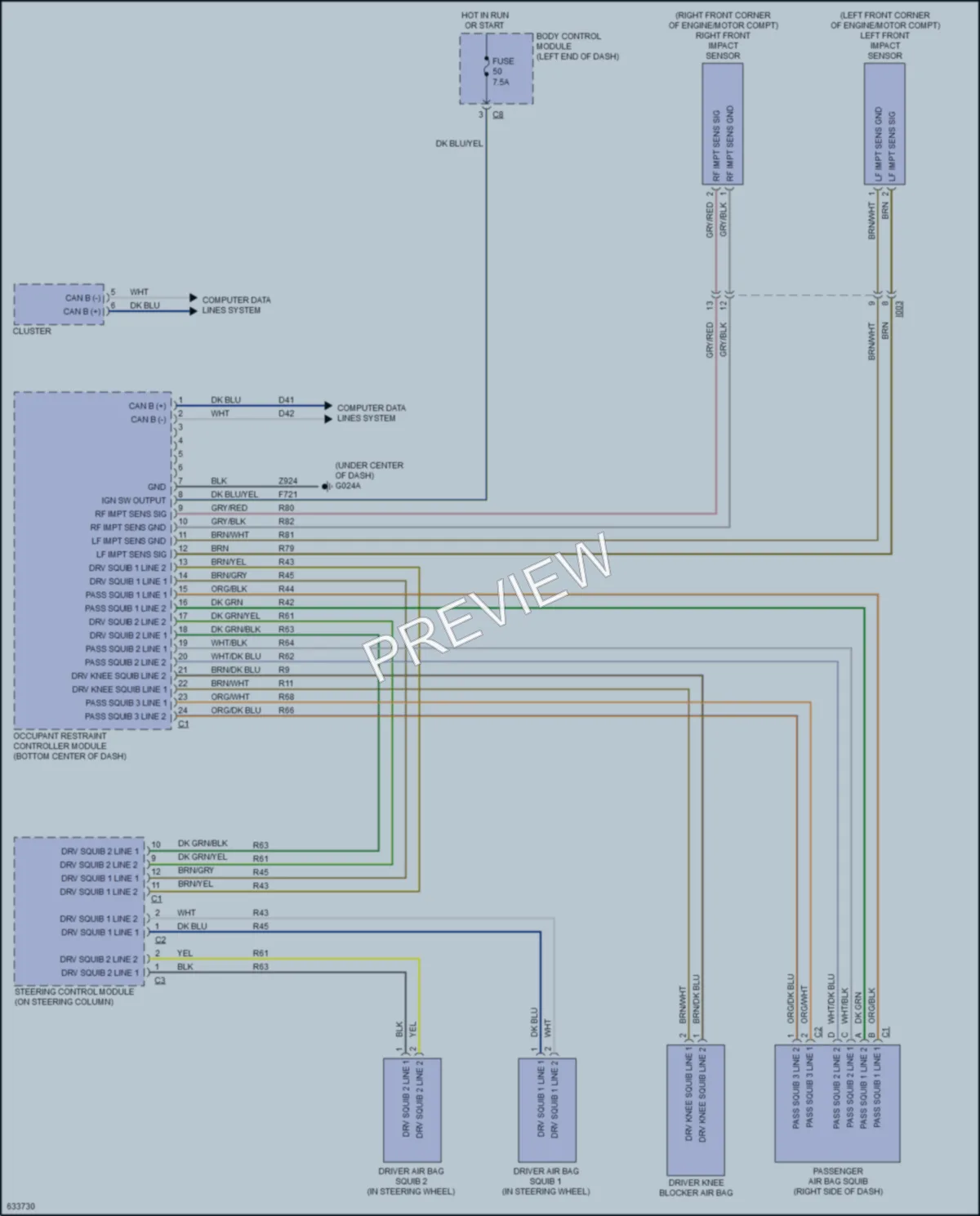 2018 Fiat 500 Supplemental Restraints wiring diagram preview