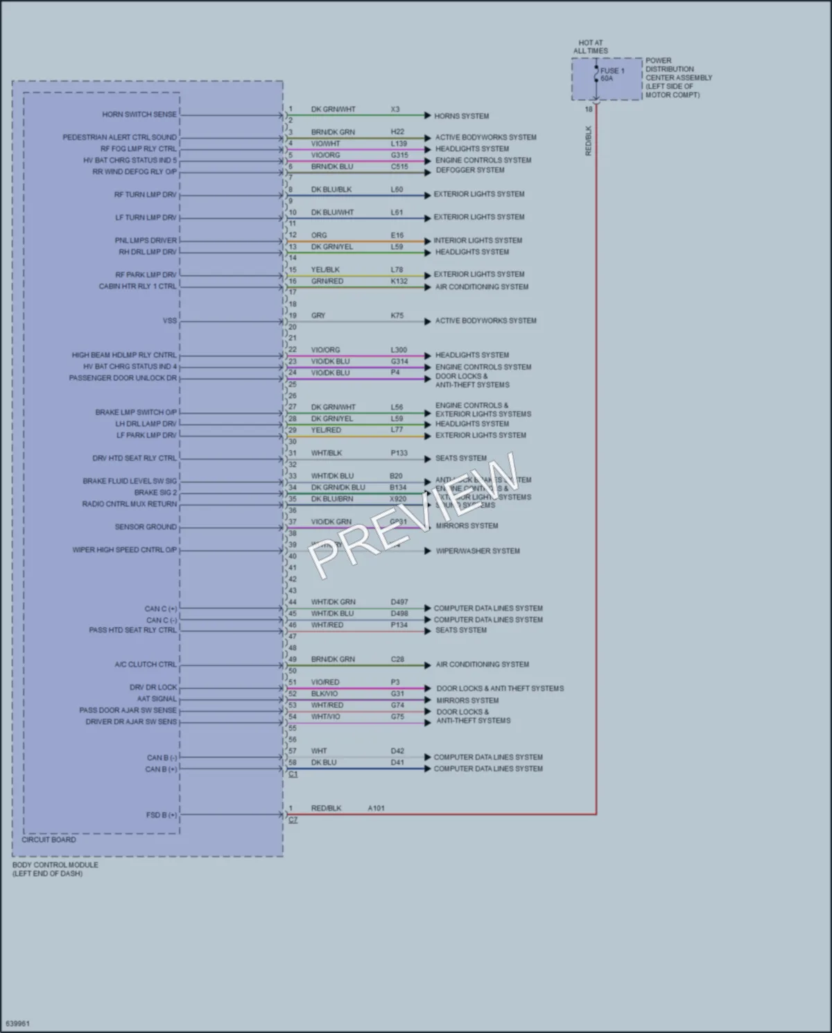 2018 Fiat 500C Body Control Modules wiring diagram preview