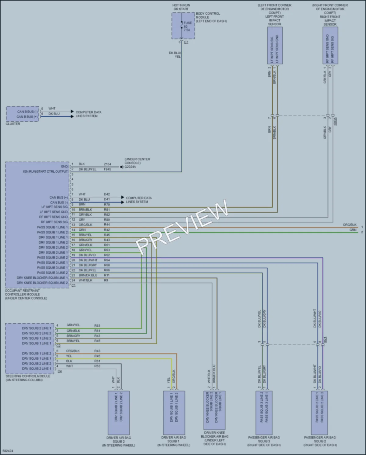 2018 Fiat 500L Supplemental Restraints wiring diagram preview