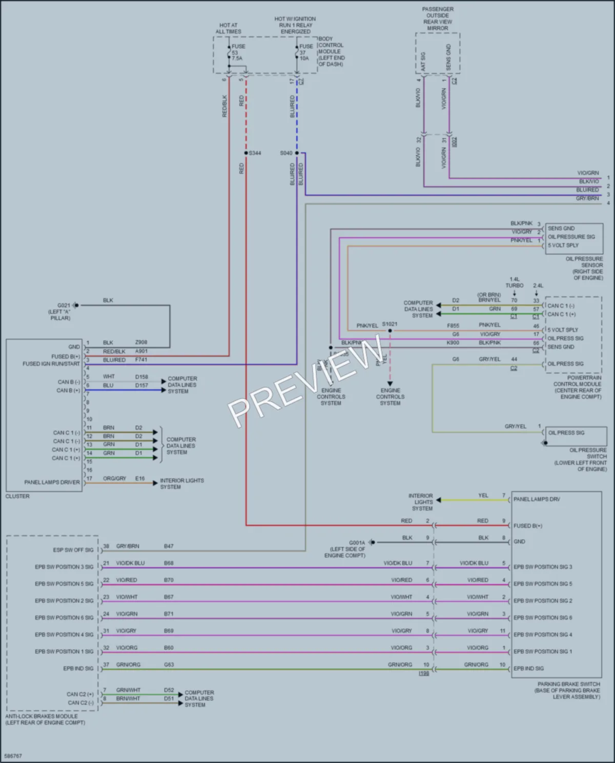 2018 Fiat 500X Instrument Cluster wiring diagram preview
