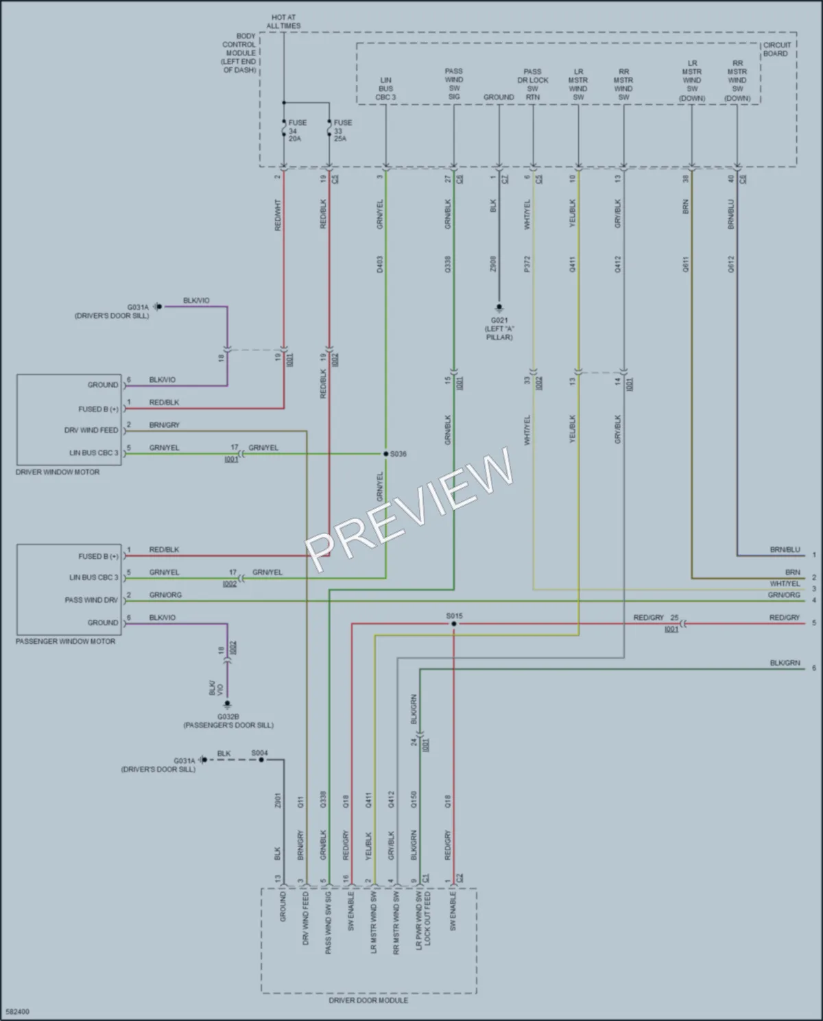 2018 Fiat 500X Power Windows wiring diagram preview