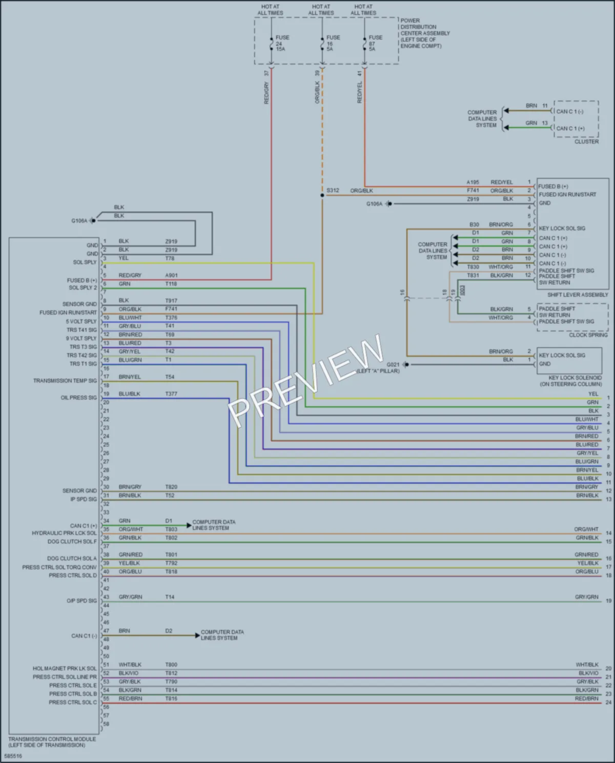2018 Fiat 500X Transmission wiring diagram preview