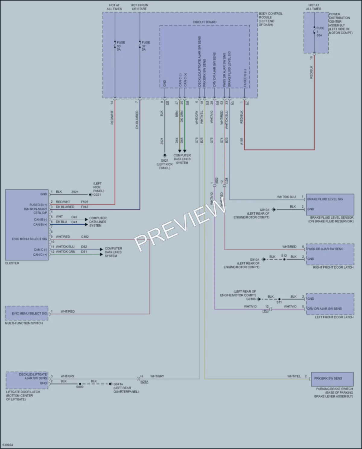 2018 Fiat 500e Instrument Cluster wiring diagram preview