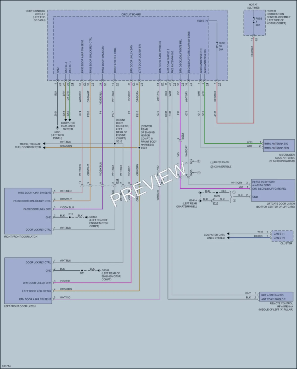 2018 Fiat 500e Power Door Locks wiring diagram preview
