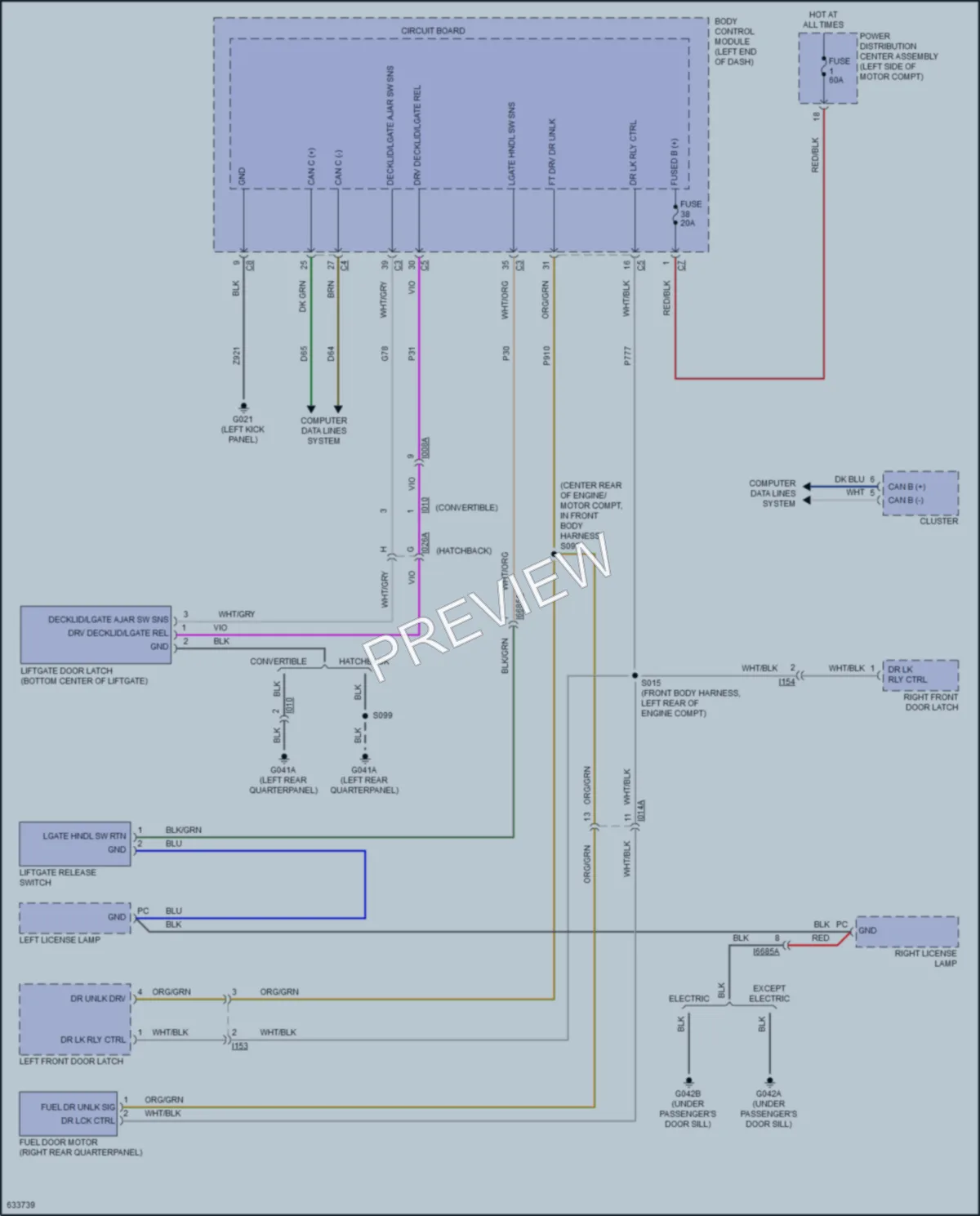 2018 Fiat 500e Trunk Tailgate Fuel Door wiring diagram preview