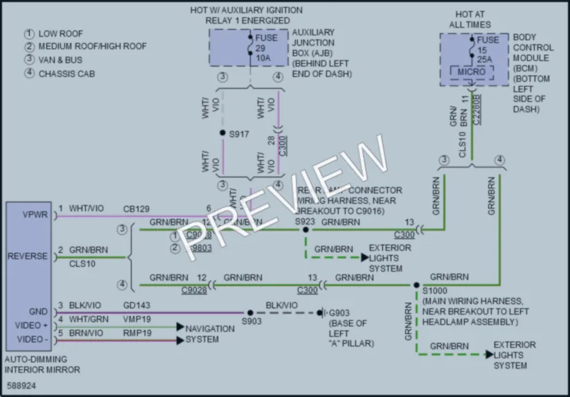 2018 Ford 250Transit Power Mirrors wiring diagram preview