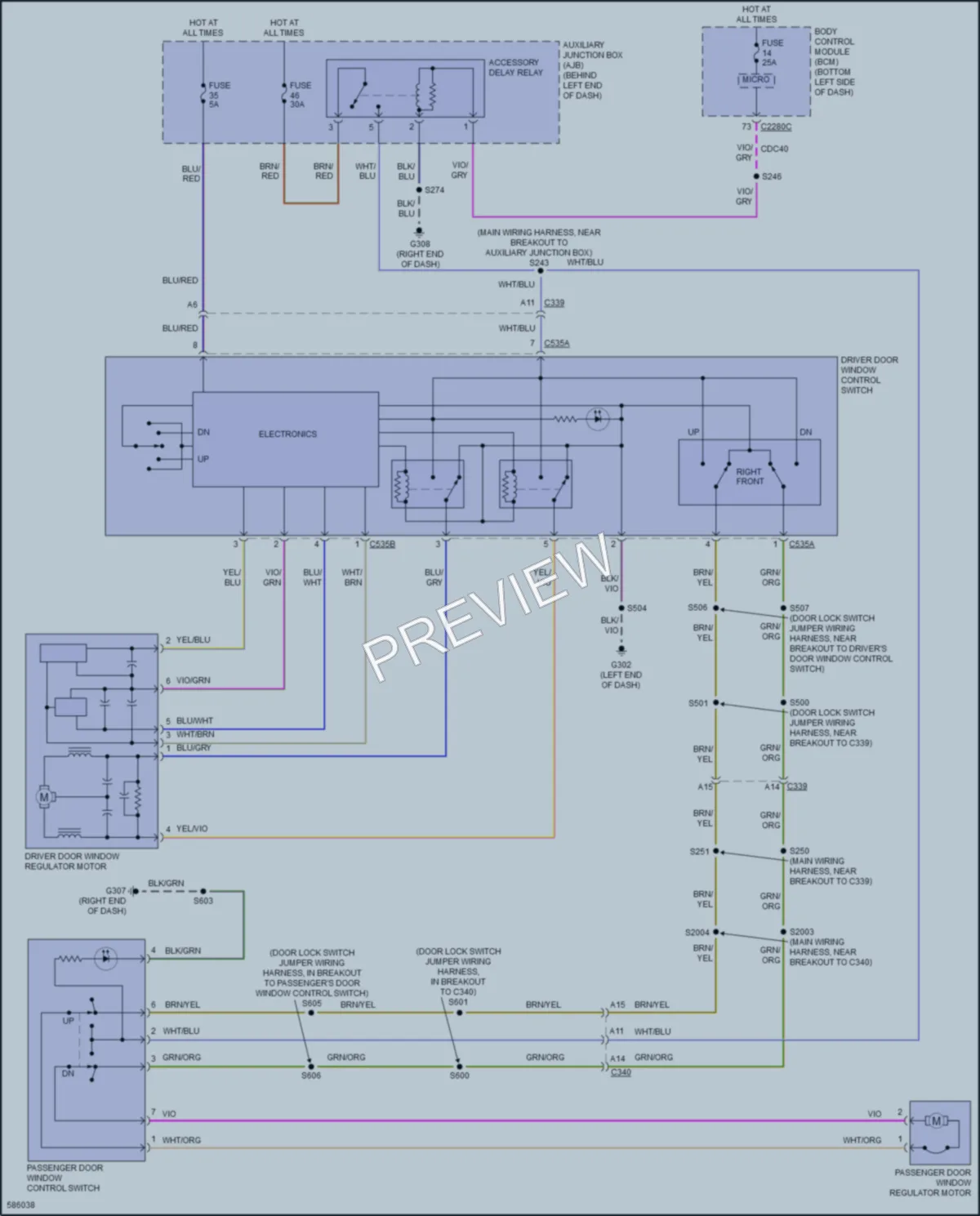 2018 Ford 250Transit Power Windows wiring diagram preview