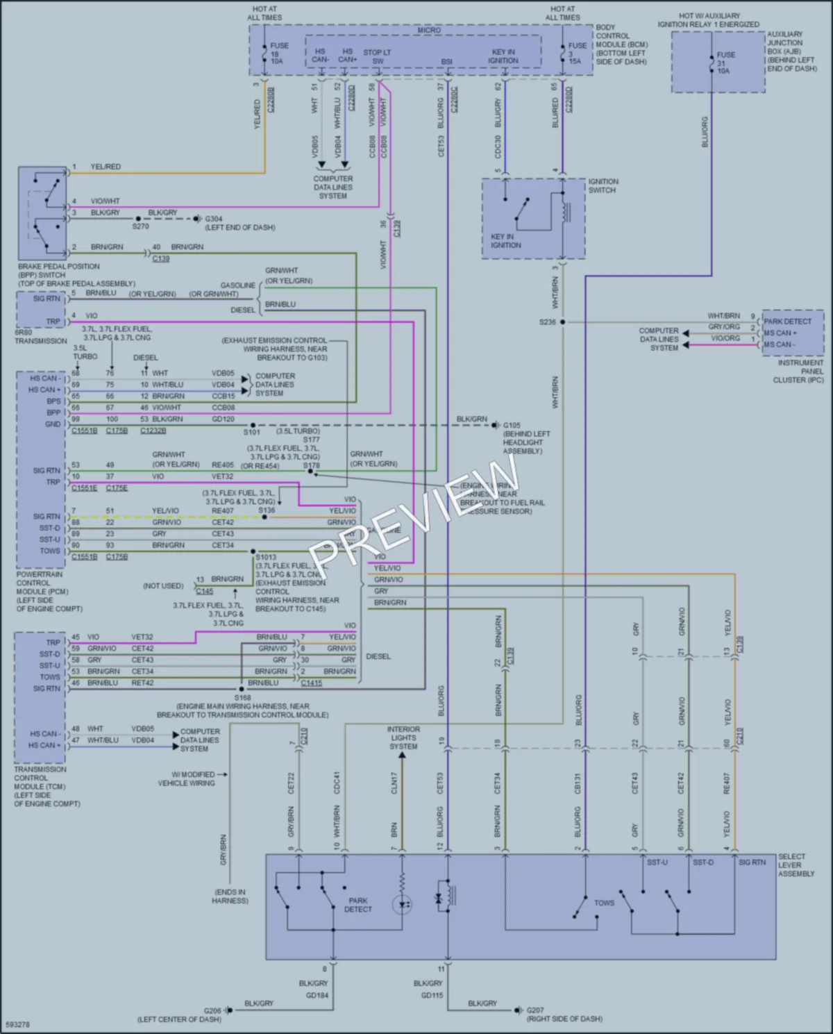 2018 Ford 250Transit Shift Interlock wiring diagram preview
