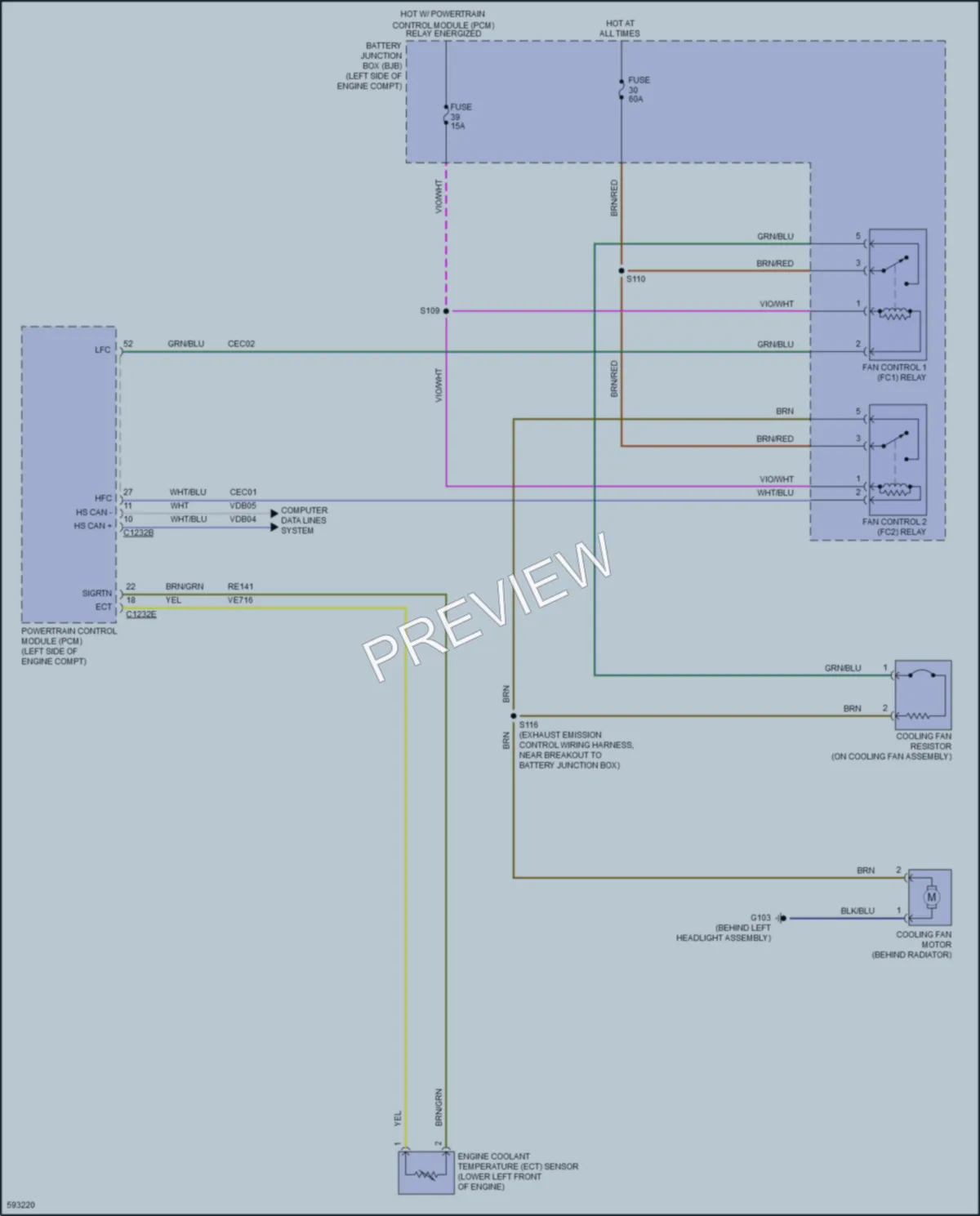 2018 Ford 350HDTransit Cooling Fan wiring diagram preview