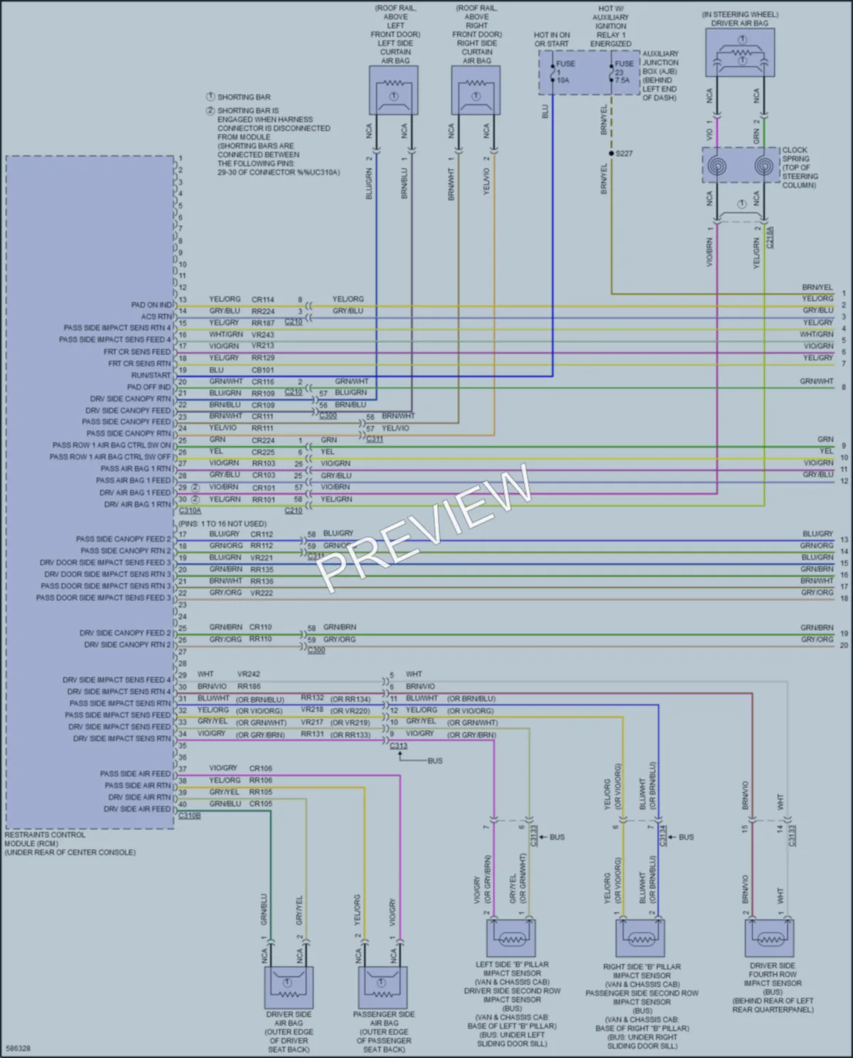 2018 Ford 350HDTransit Supplemental Restraints wiring diagram preview