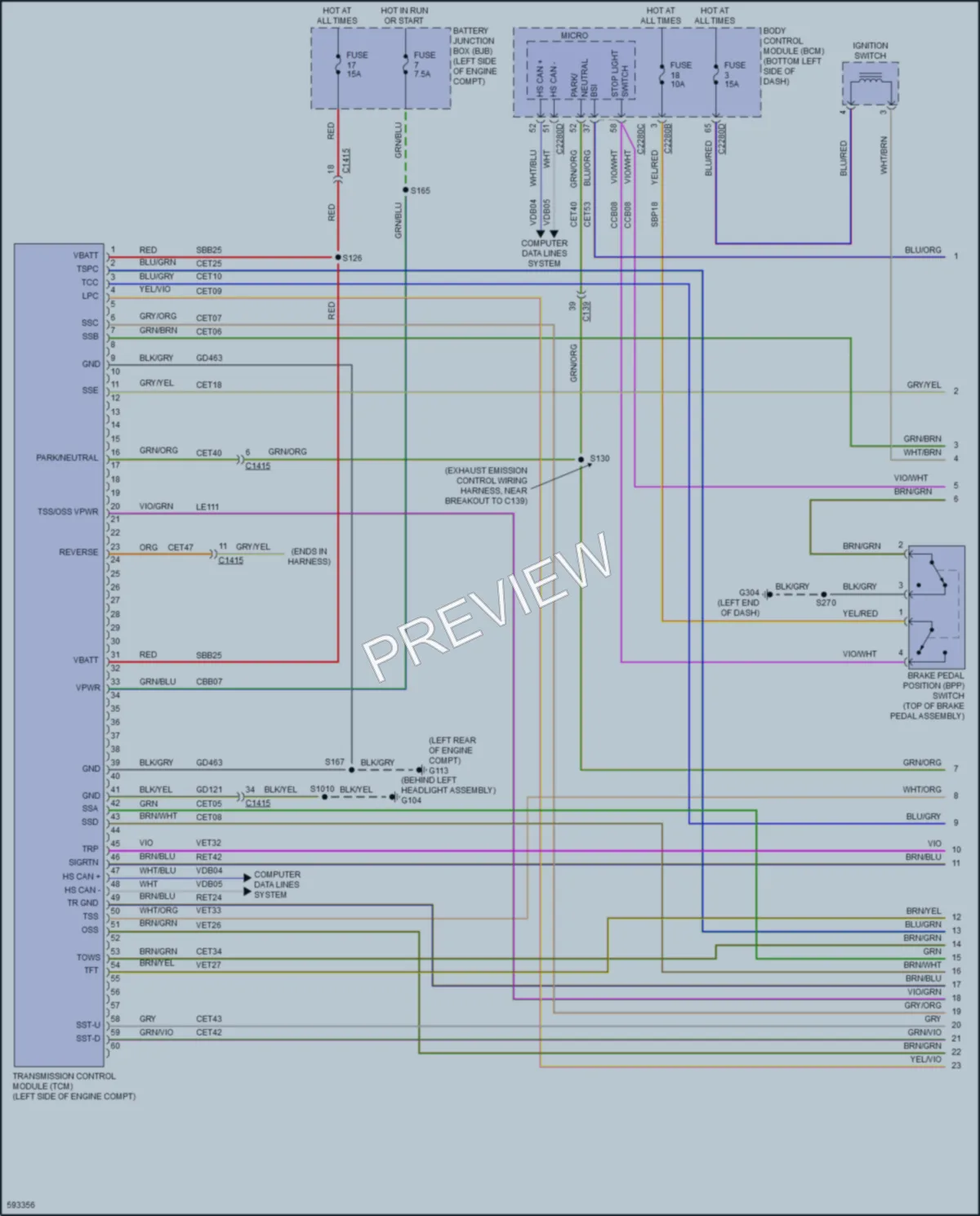 2018 Ford 350HDTransit Transmission wiring diagram preview