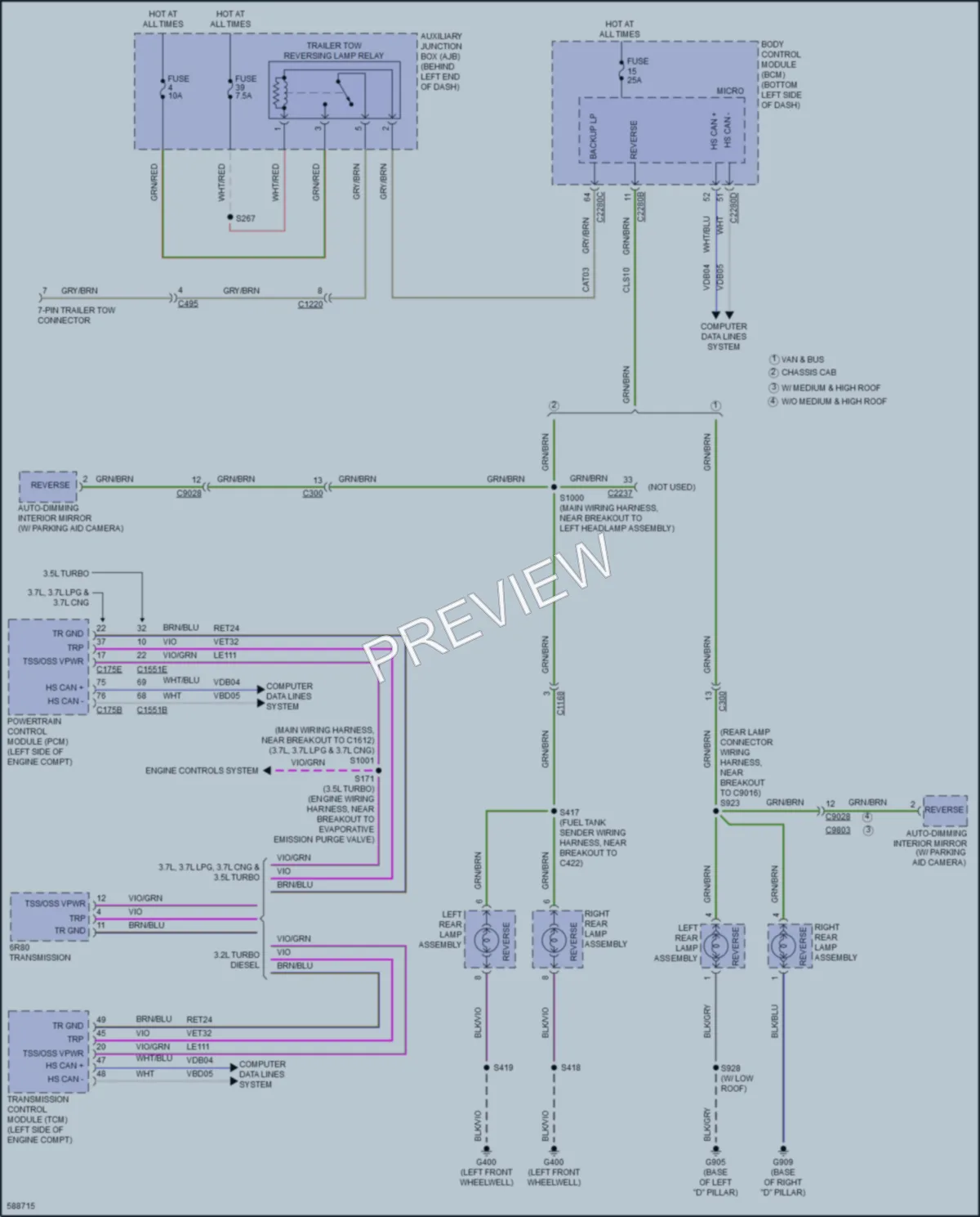 2018 Ford 350Transit Exterior Lights wiring diagram preview