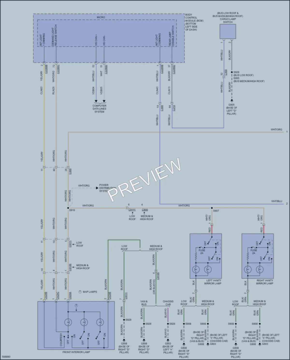 2018 Ford 350Transit Interior Lights wiring diagram preview