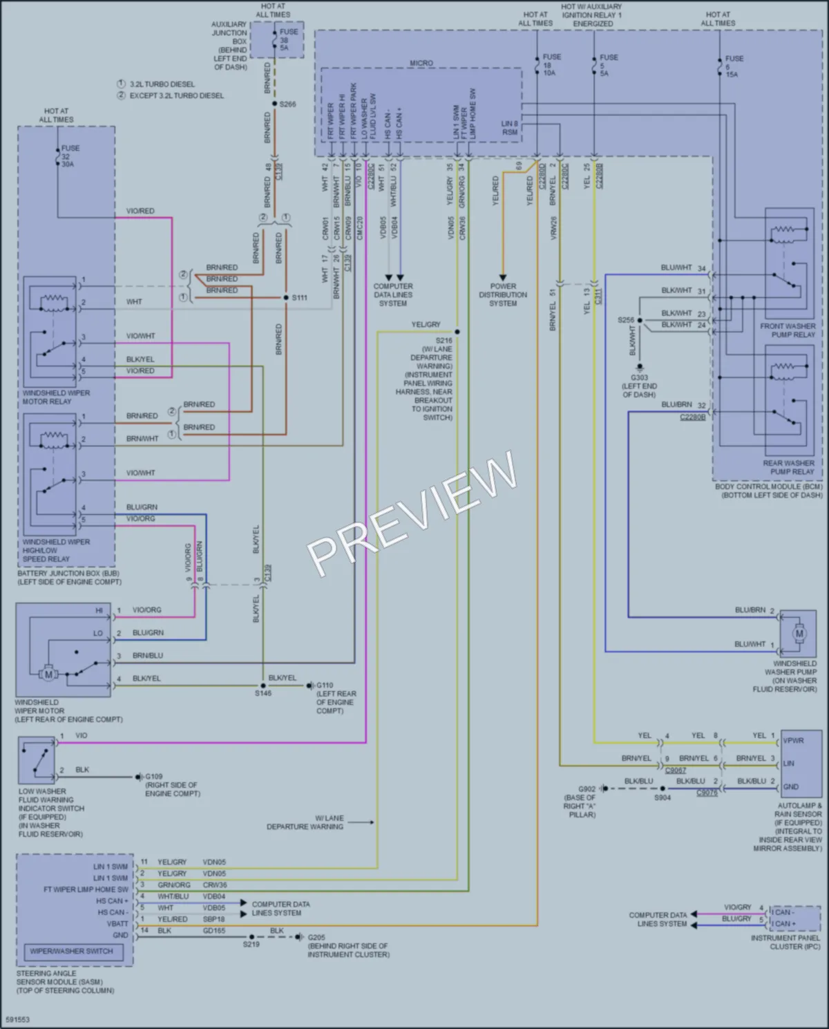 2018 Ford 350Transit Wiper Washer wiring diagram preview