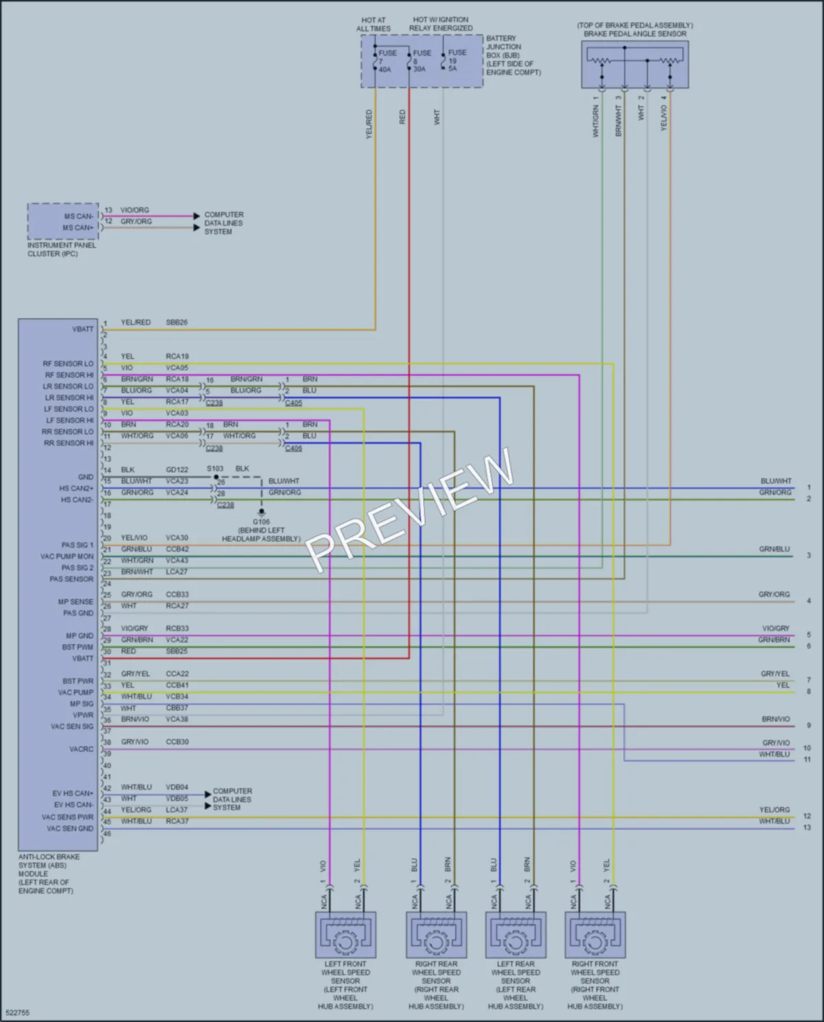 2018 Ford CMaxHybrid Anti Lock Brakes wiring diagram preview