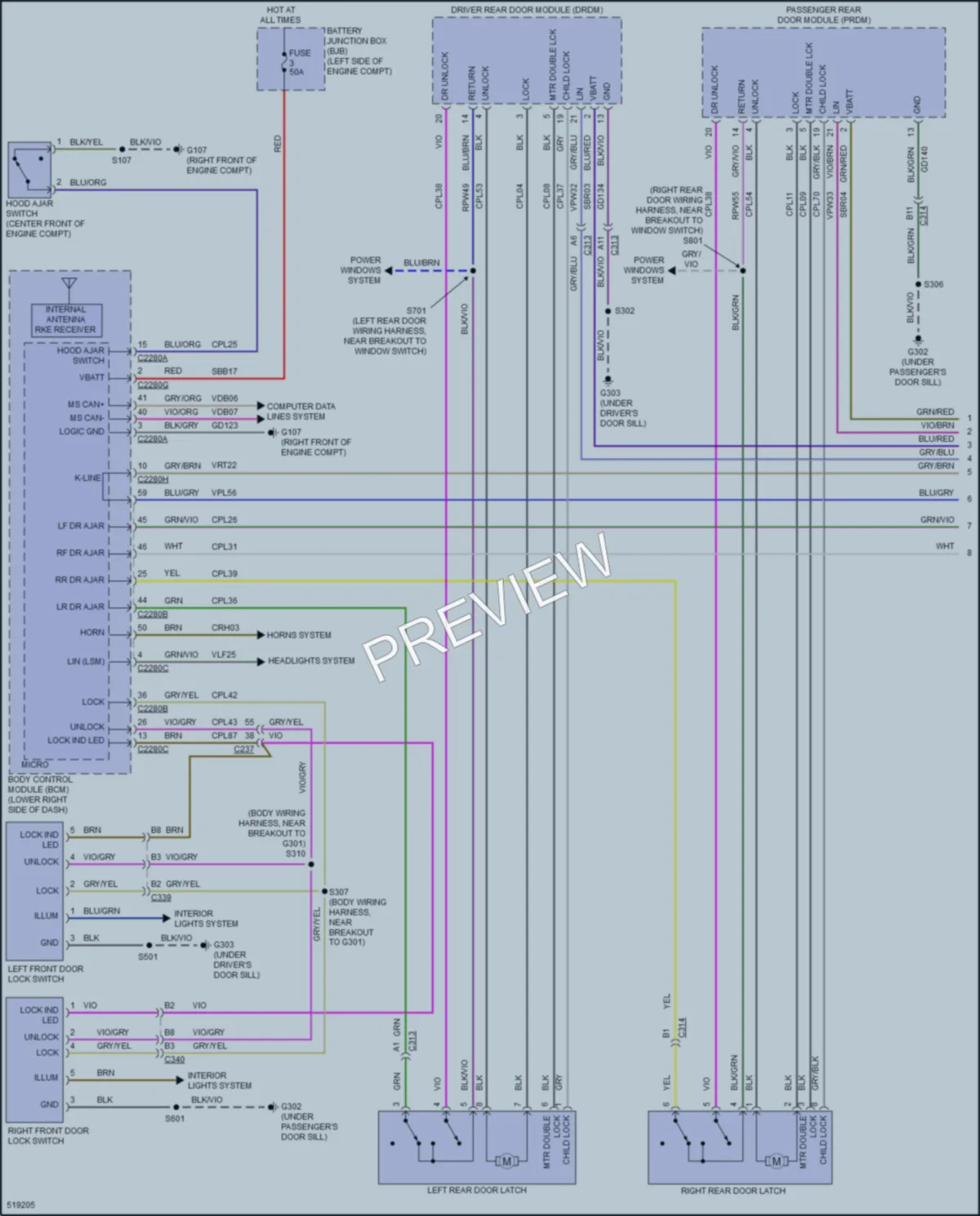 2018 Ford CMaxHybrid Power Door Locks wiring diagram preview