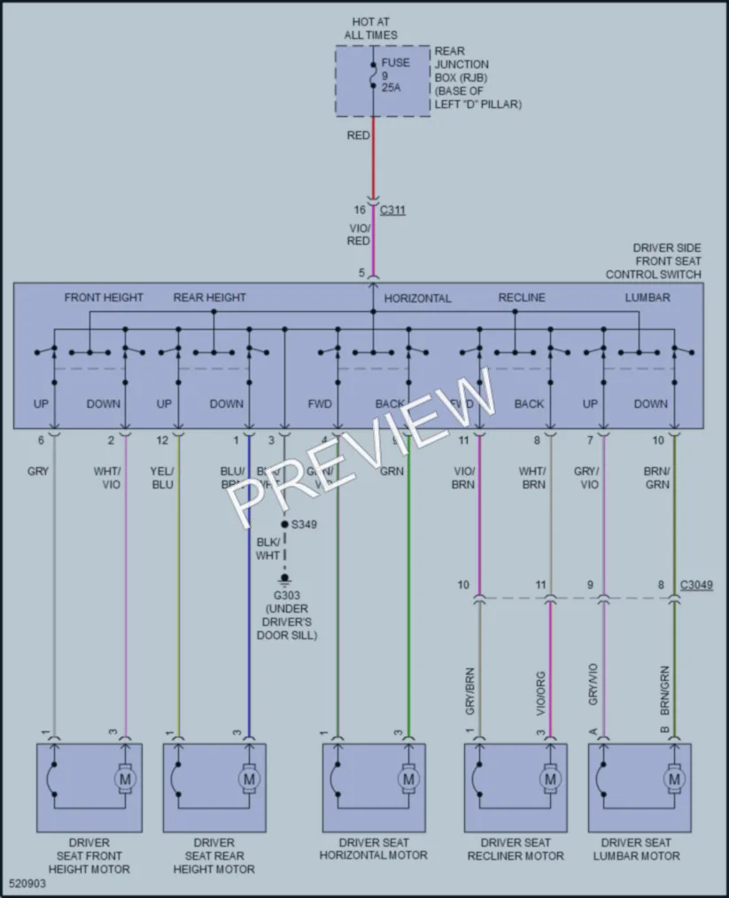 2018 Ford CMaxHybrid Power Seats wiring diagram preview