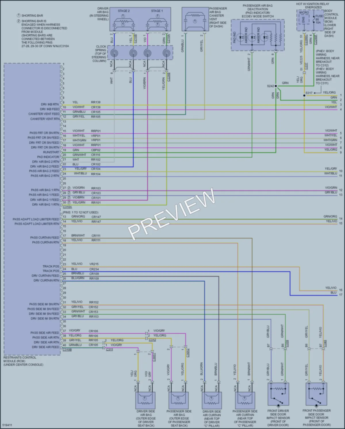 2018 Ford CMaxHybrid Supplemental Restraints wiring diagram preview