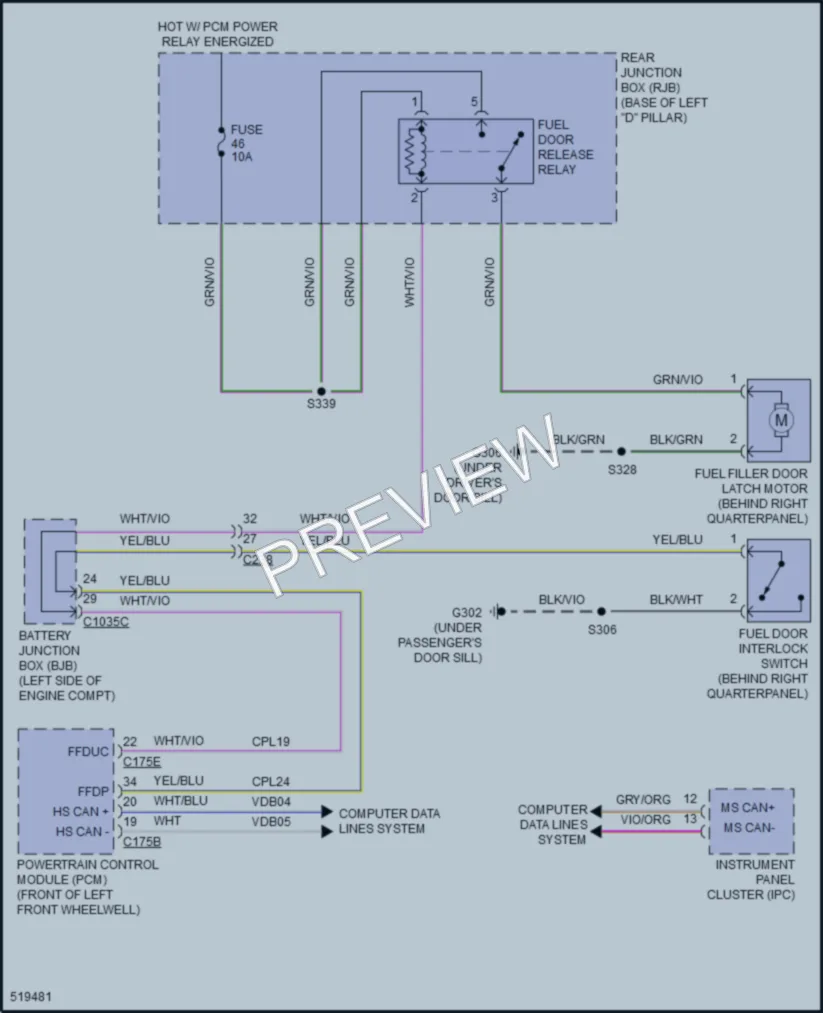 2018 Ford CMaxHybrid Trunk Tailgate Fuel Door wiring diagram preview