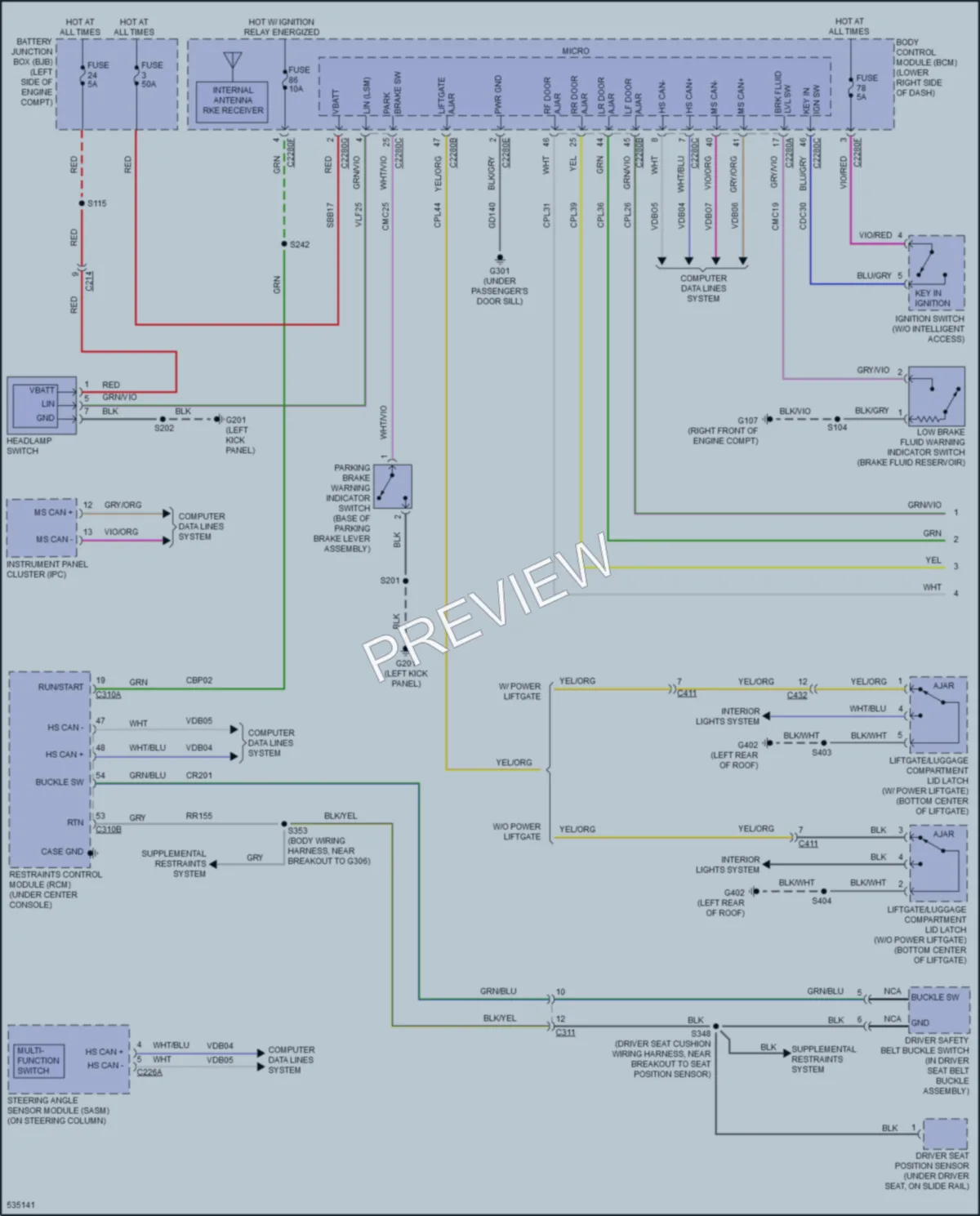 2018 Ford CMaxHybrid Warning Systems wiring diagram preview