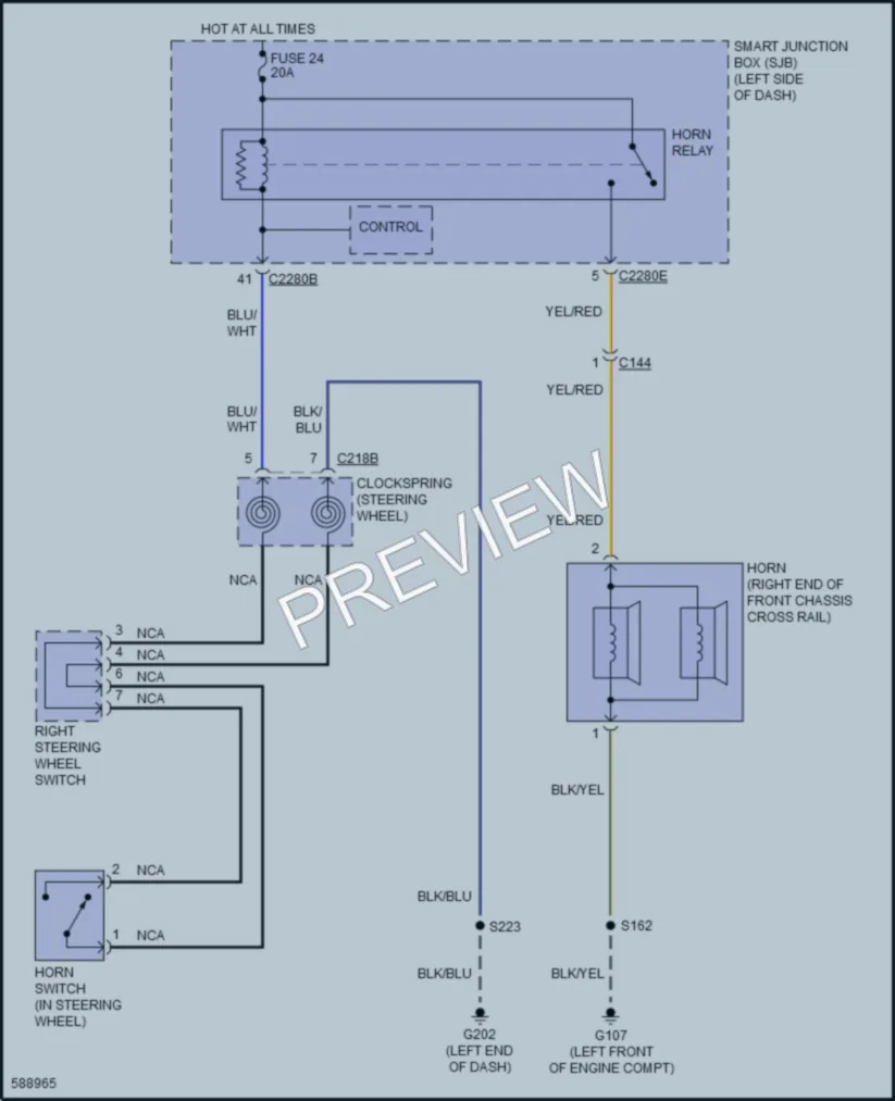 2018 Ford E450Econoline Horn wiring diagram preview