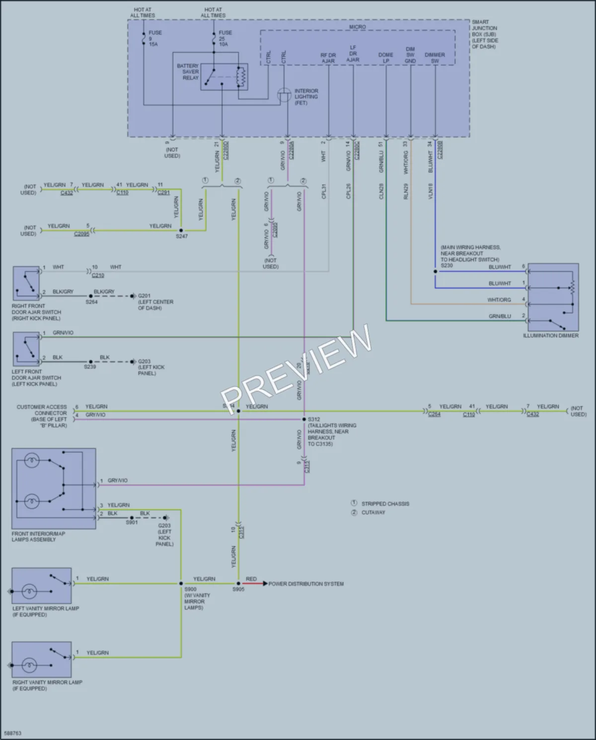 2018 Ford E450Econoline Interior Lights wiring diagram preview