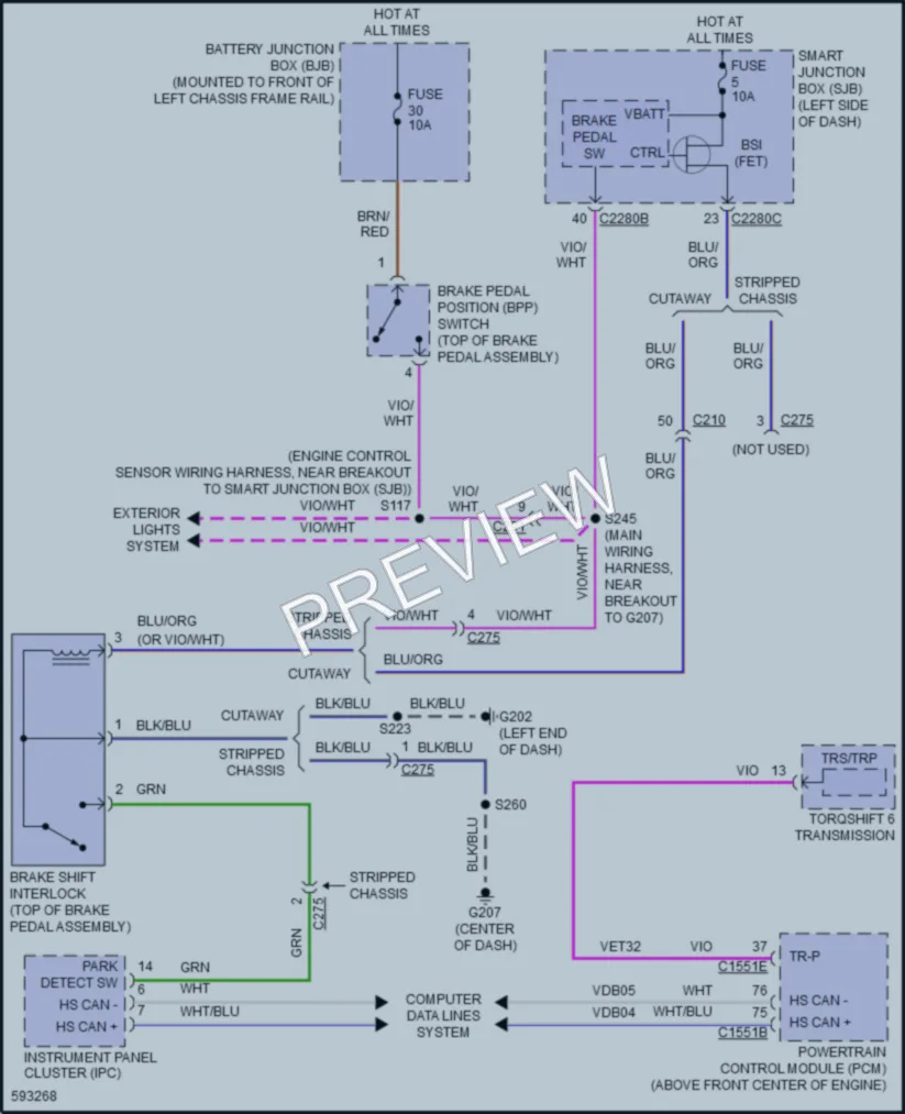 2018 Ford E450Econoline Shift Interlock wiring diagram preview