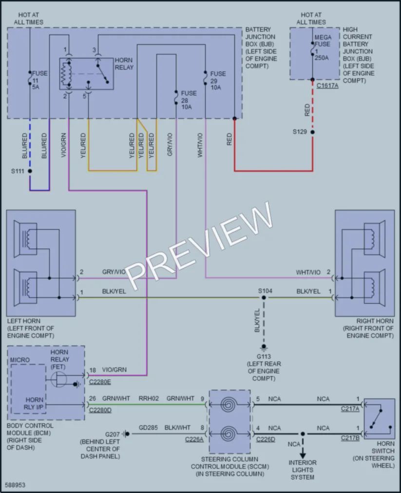 2018 Ford EcoSport Horn wiring diagram preview